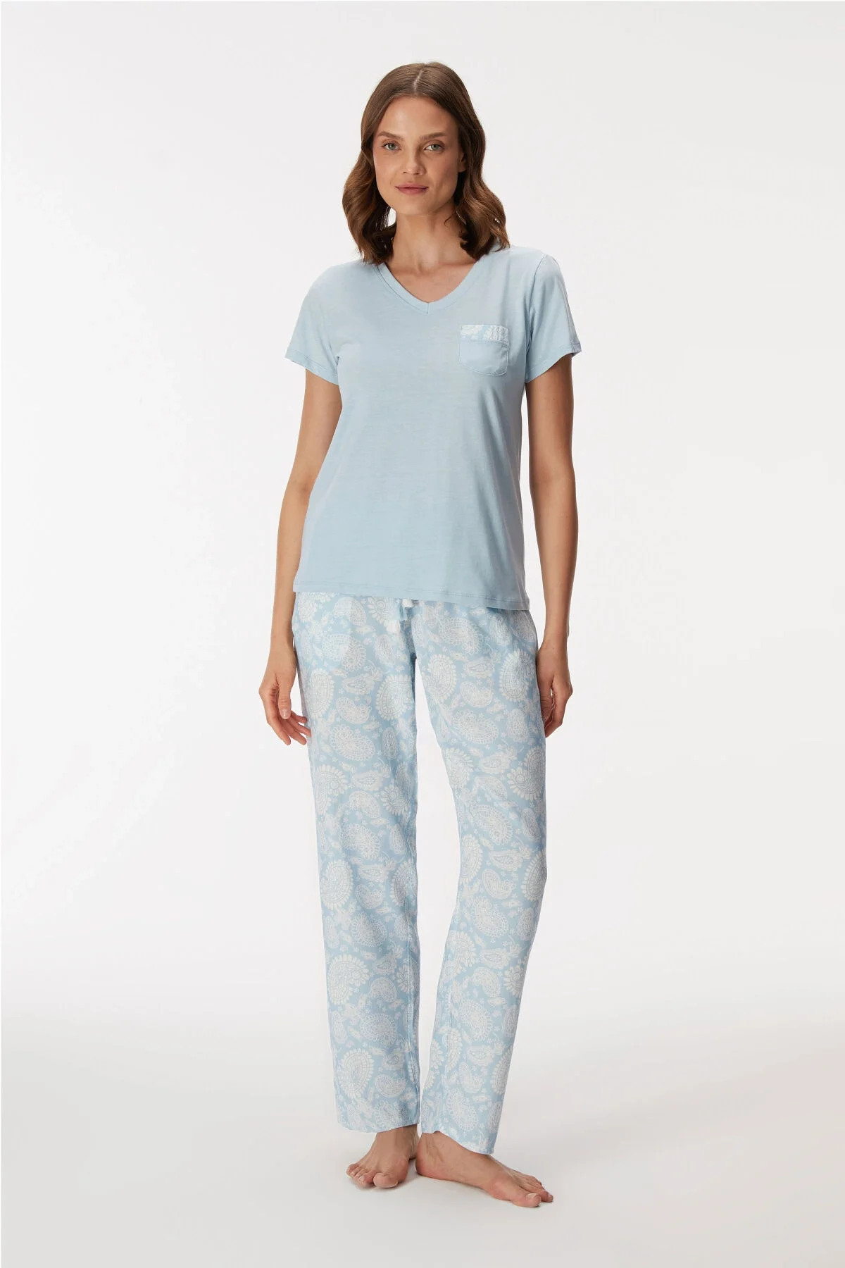 Anıl 11351 Kadın T-Shirt ve Pantolon Takım Pijama Takımları Toptan