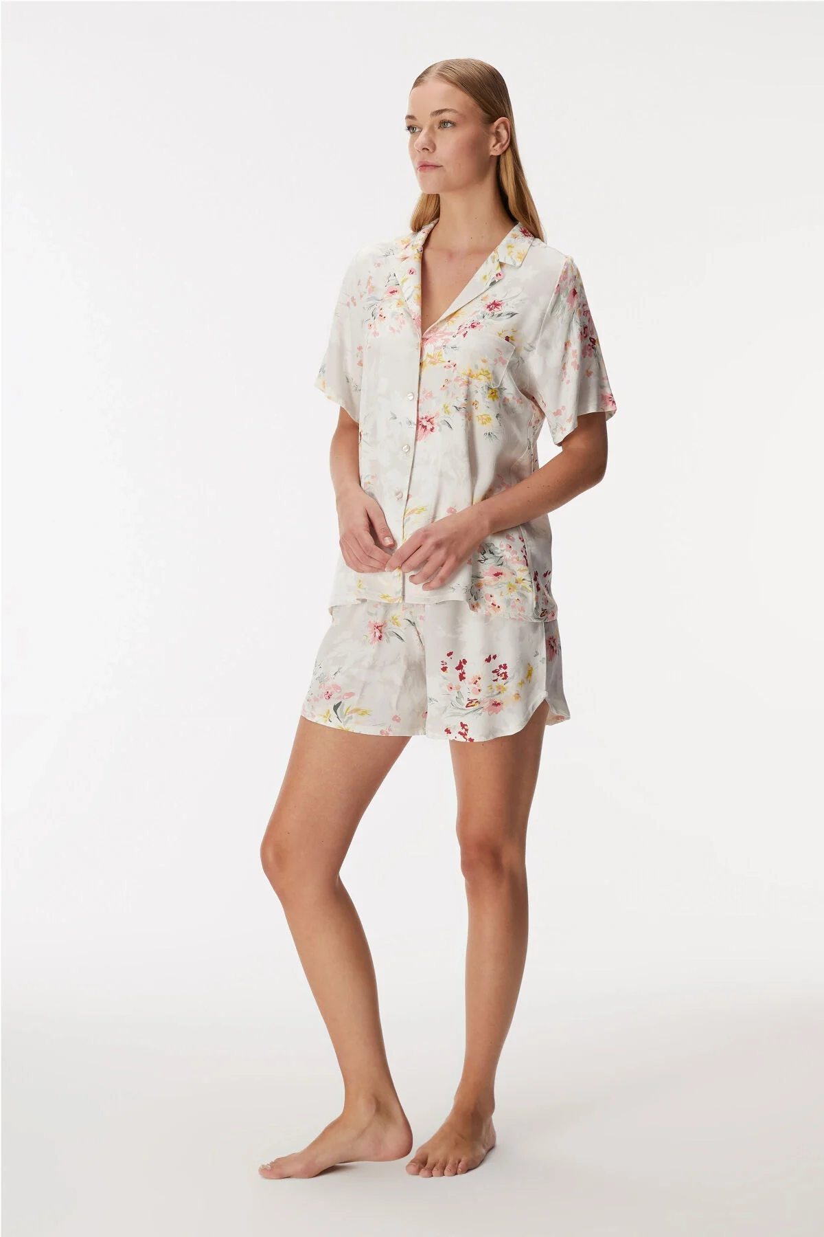 Anıl 11355 Kadın Kısa Kol Gömlek ve Şort Takım Pijama Takımları Toptan