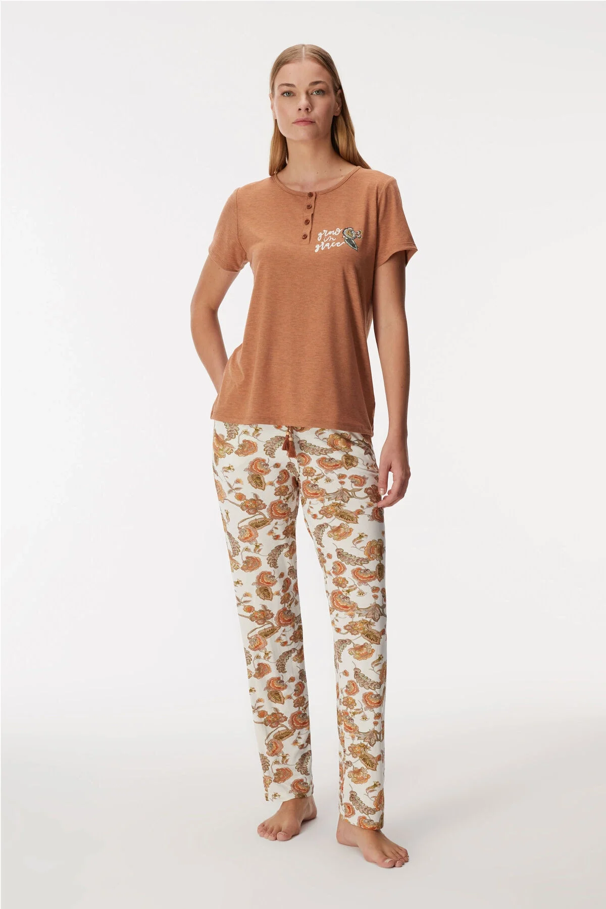 Anıl 11364 Kadın T-Shirt ve Pantolon Takım Pijama Takımları Toptan