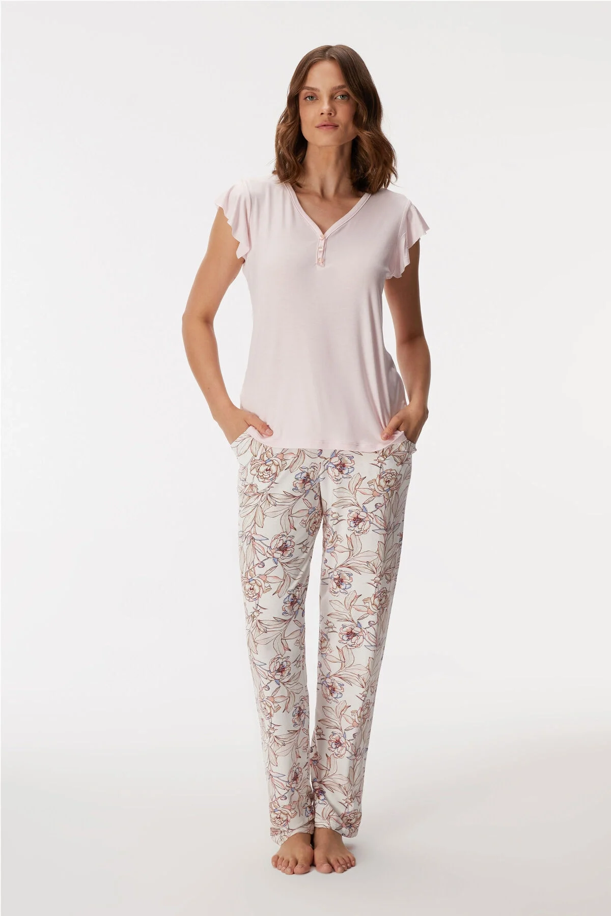 Anıl 11370 Kadın T-Shirt ve Pantolon Takım Pijama Takımları Toptan