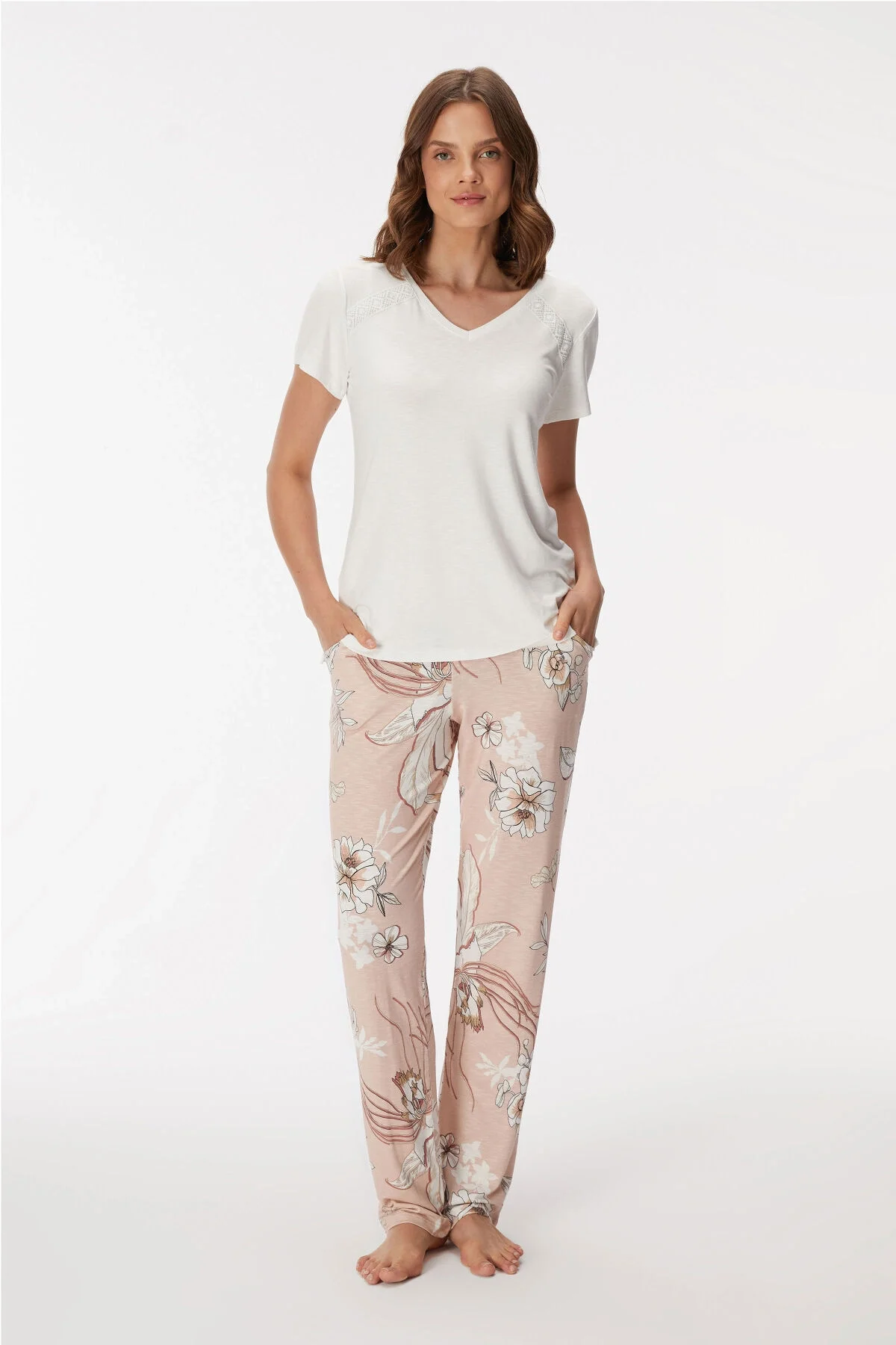 Anıl 11396 Kadın T-Shirt ve Pantolon Takım Pijama Takımları Toptan