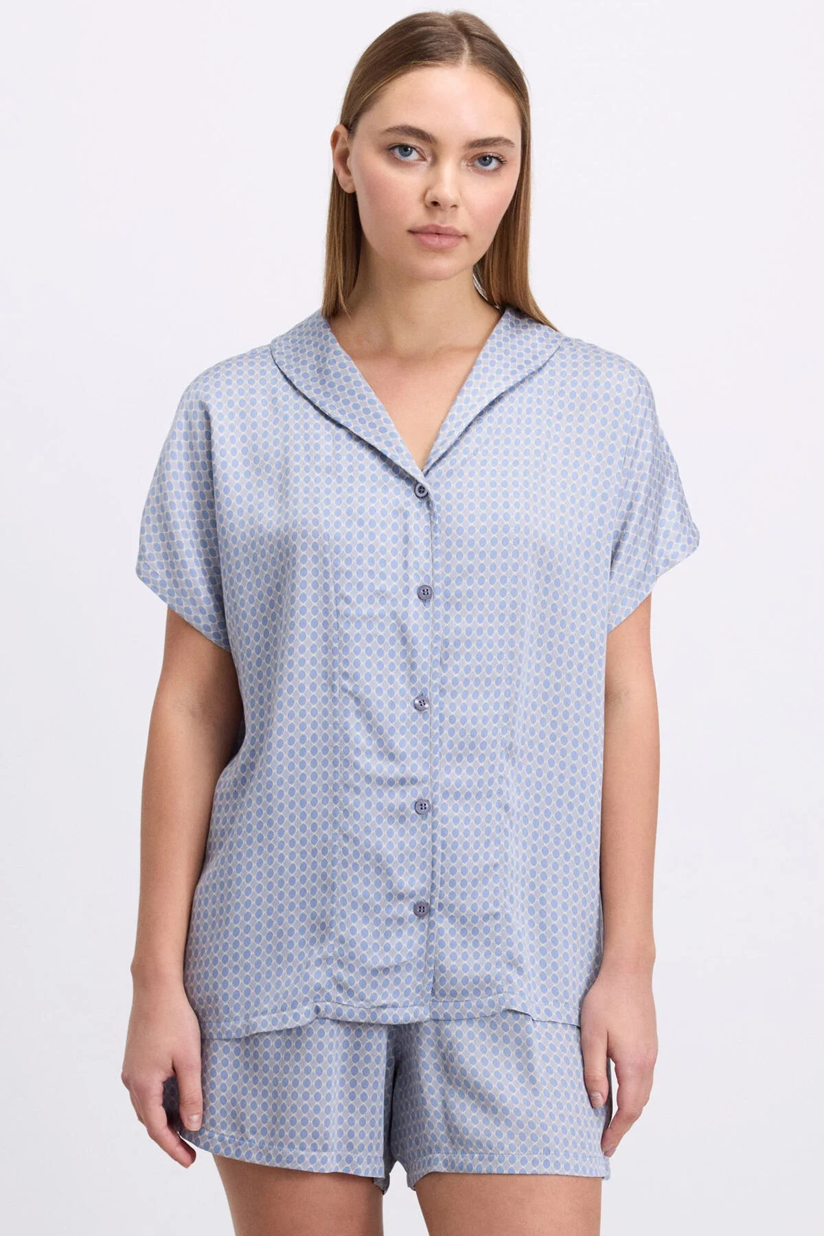 Anıl 11609 Kadın Kısa Kol Gömlek ve Şort Takım Pijama Takımları Toptan