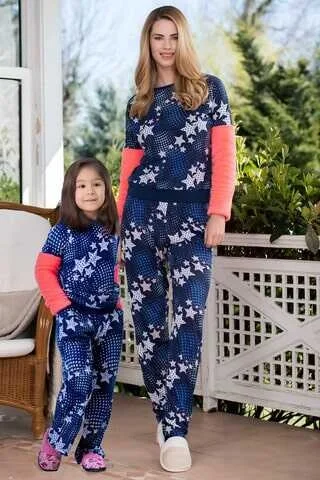 Yeni İnci 2'li Viskon Polar Kız Çocuk Pijama Takımı Pijama Takımı Toptan