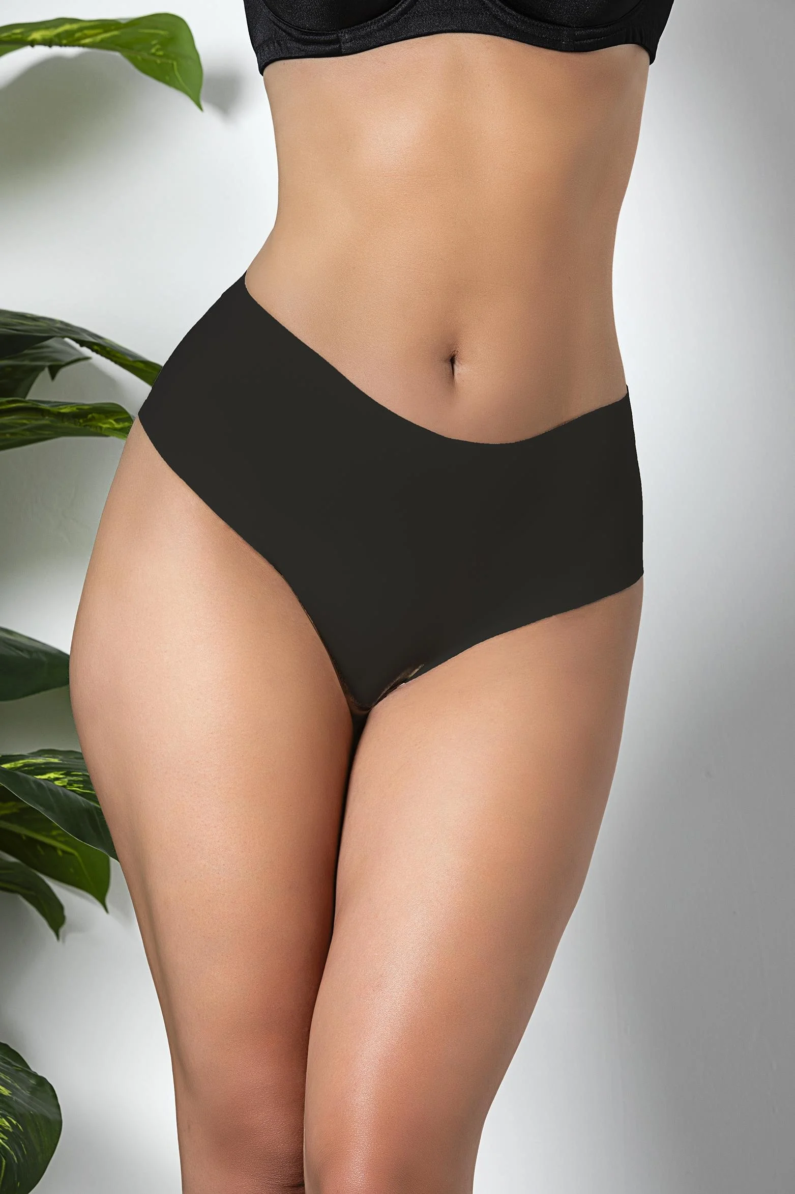 Gallipoli 3'LÜ PAKET DİKİŞSİZ, İZ YAPMAZ, LAZER KESİM, YÜKSEK BEL SLİP KÜLOT SİYAH (MGP21263) Slip Toptan