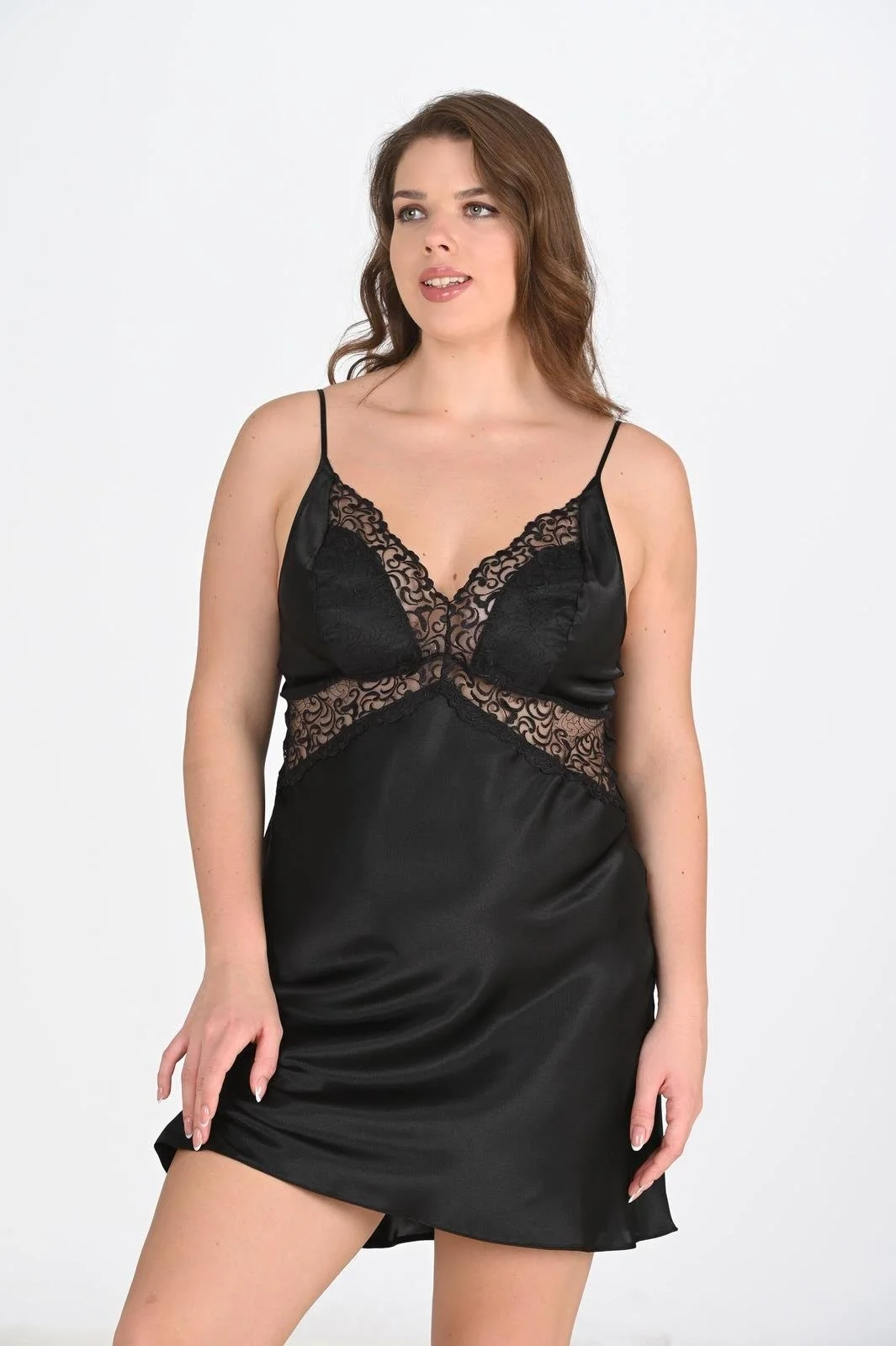 Ahu Ahu 2li Siyah Sabahlık Takımı Bigsize 6201 Sabahlık Toptan