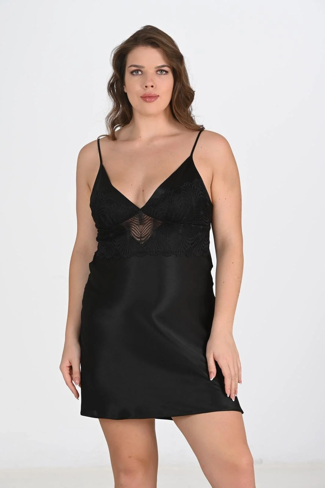 Ahu Ahu 2li Siyah Sabahlık Takımı Bigsize 6213 Sabahlık Toptan