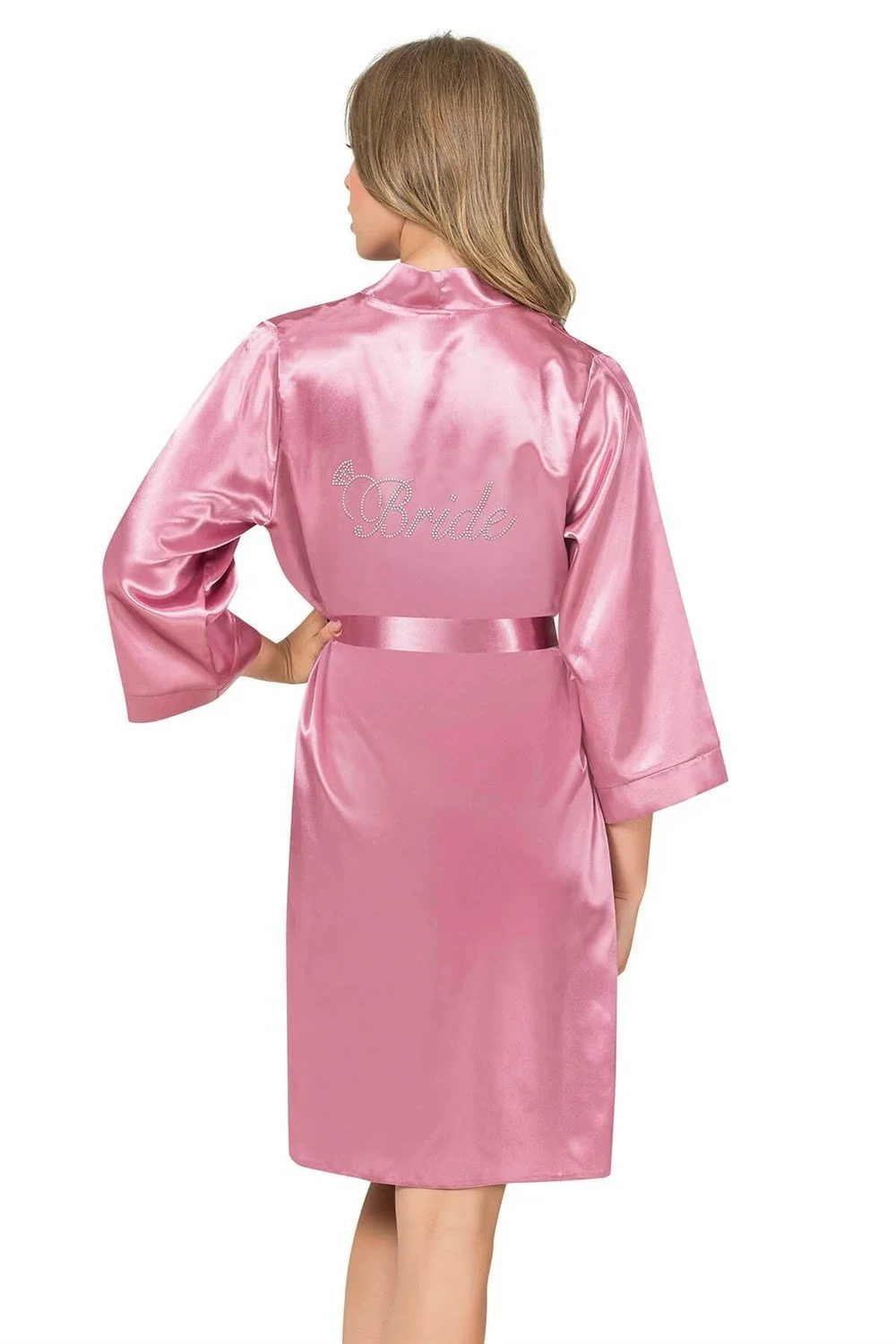 Ahu Gül Kurusu Kısa Saten Bride Sabahlık