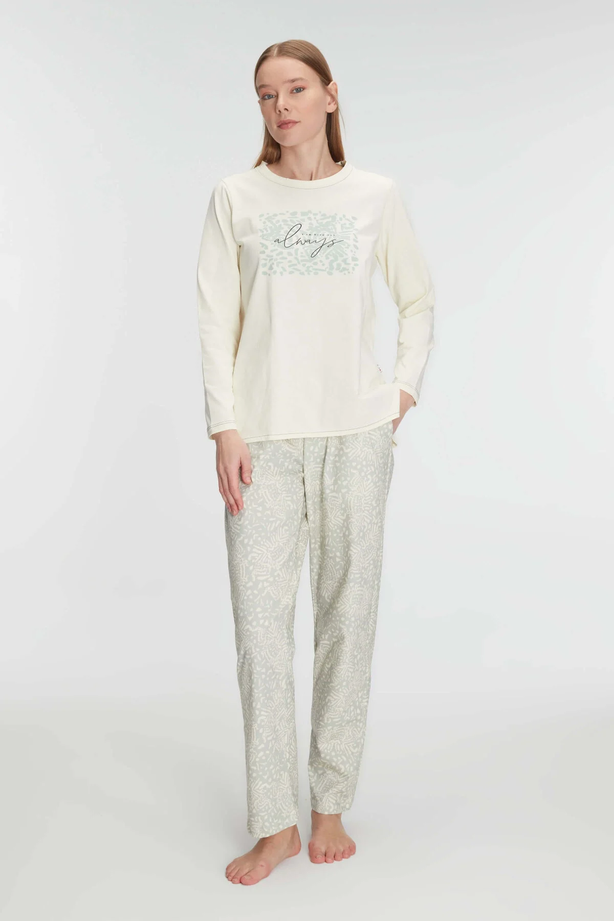 Anıl Anıl 11295 Kadın Pamuklu Uzun Kol Pijama Takımı Pijama Takımları Toptan