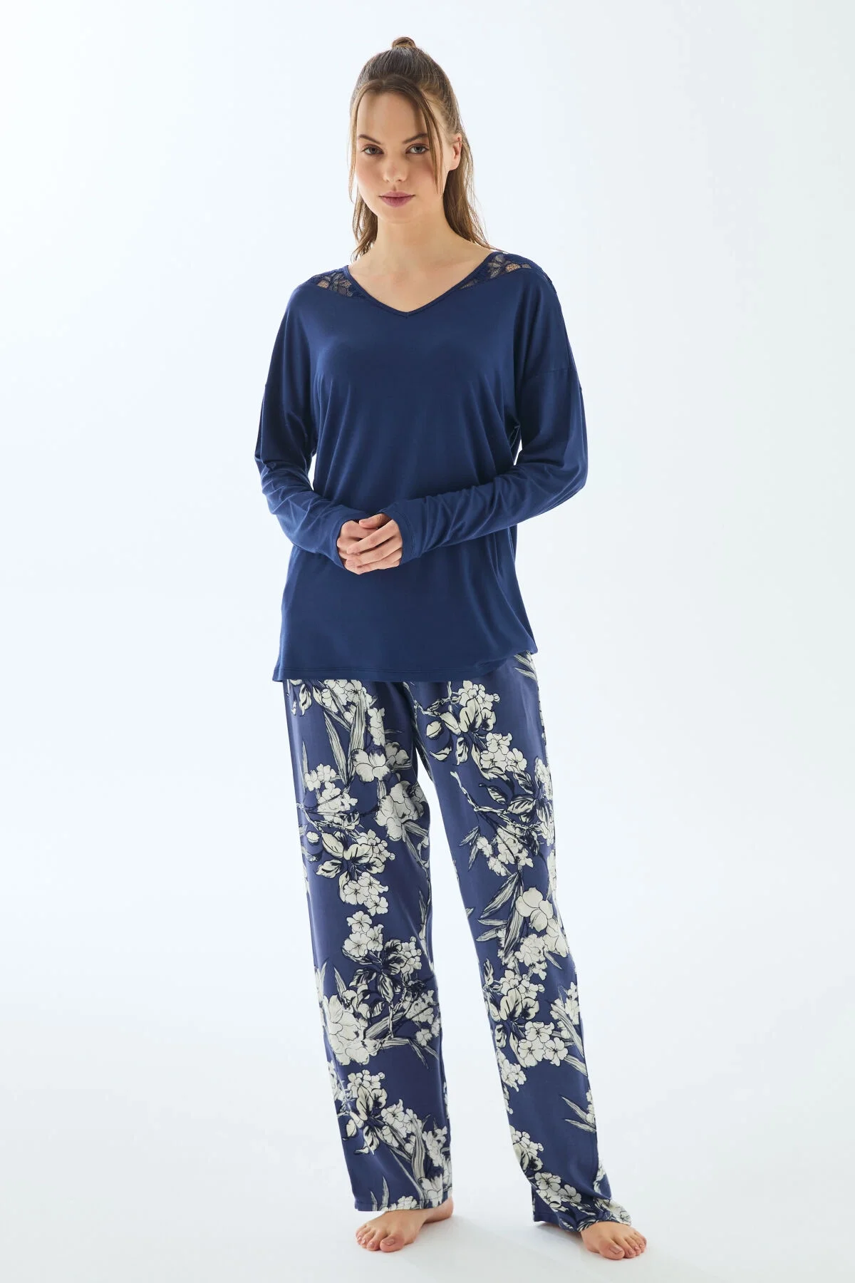 Anıl Anıl 11499 Kadın Uzun Kol T-shirt ve Pantolon Pijama Takımı Pijama Takımları Toptan