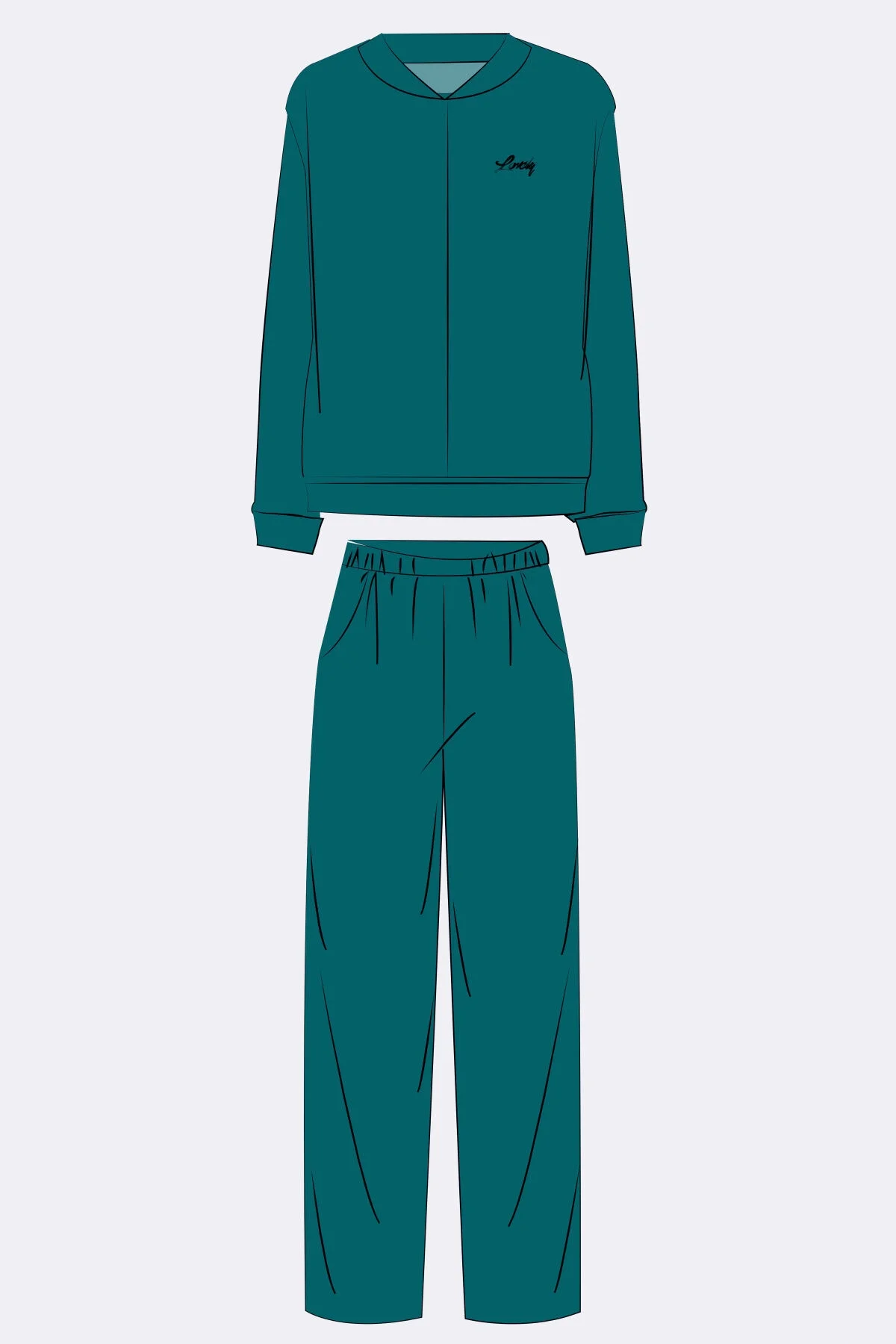 Anıl Anıl Kadın Kadife Dokulu Fermuarlı Uzun Kollu Sweatshirt ve Pantolon Takım (11560) Pijama Takımları Toptan