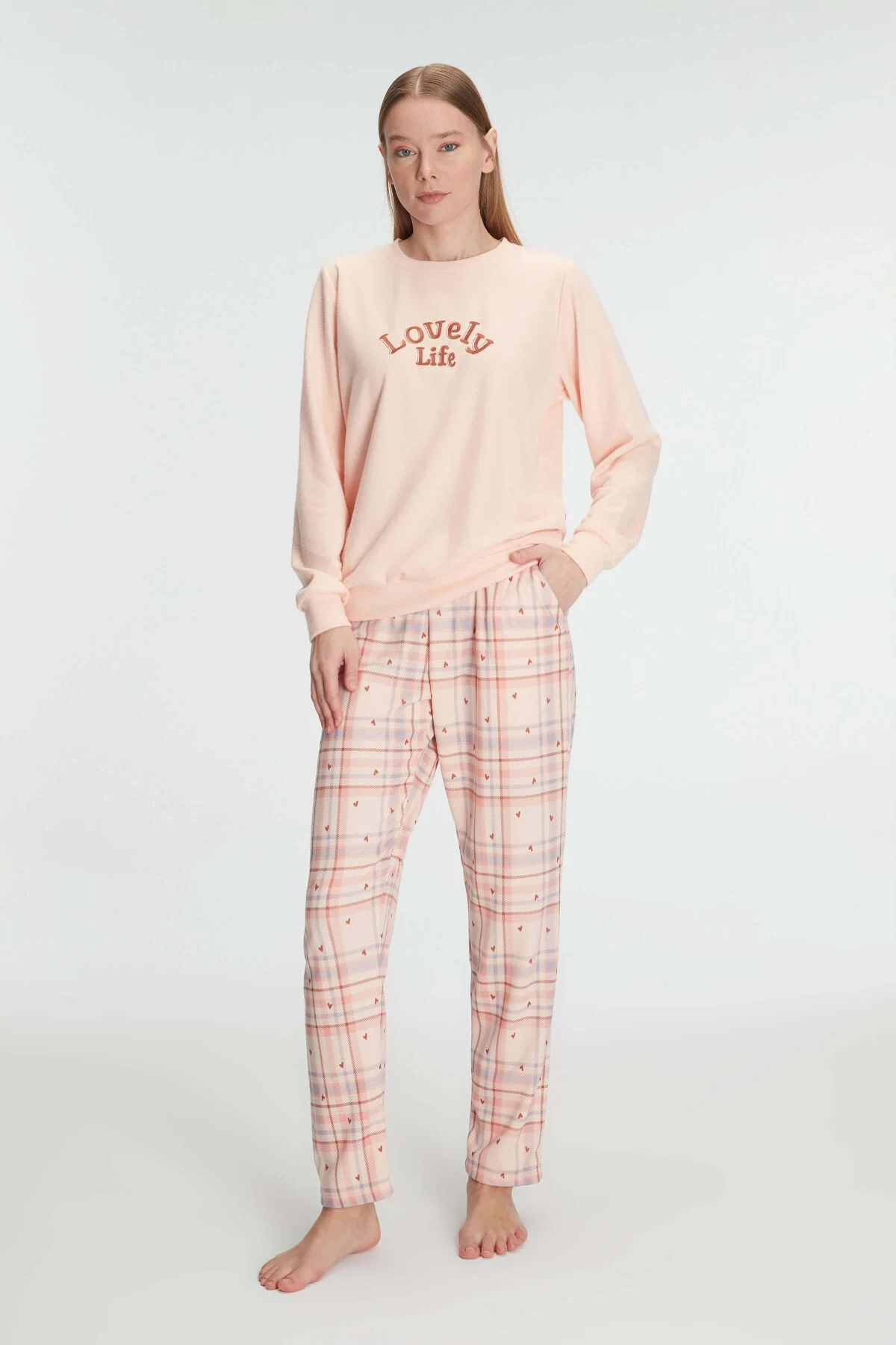 Anıl Anıl Kadın Pamuklu Kışlık Uzun Kollu Pijama Takımı Yumuşak Dokulu Ev Giyimi 11307 Pijama Takımları Toptan