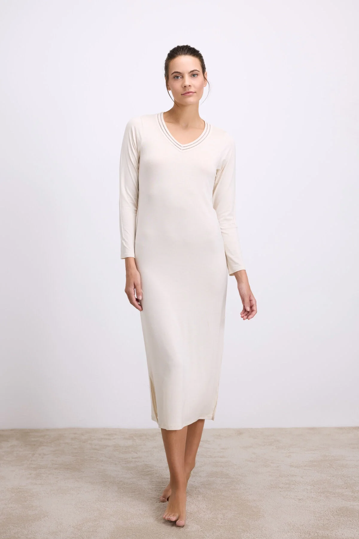 Anıl Kadın Uzun Kollu V Yaka Gecelik (11617)