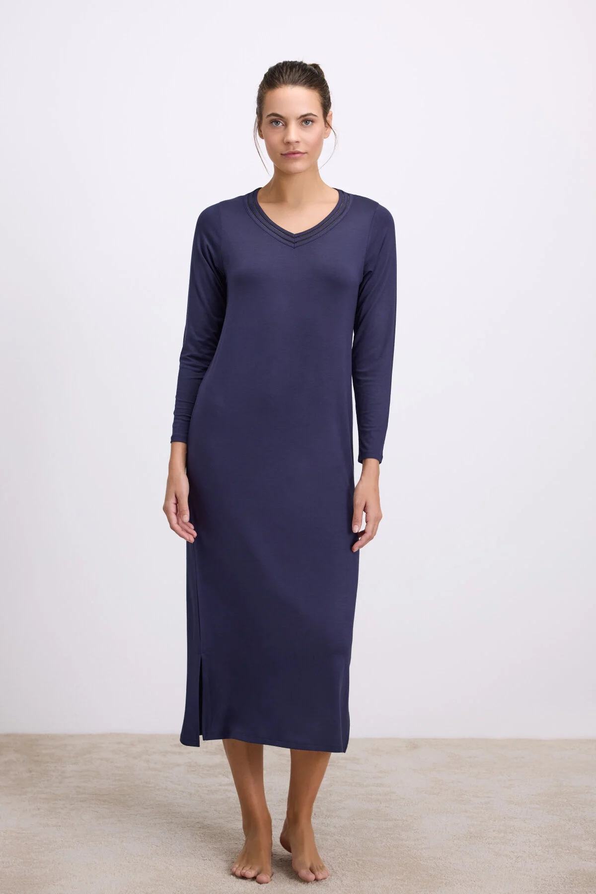 Anıl Kadın Uzun Kollu V Yaka Gecelik (11617)