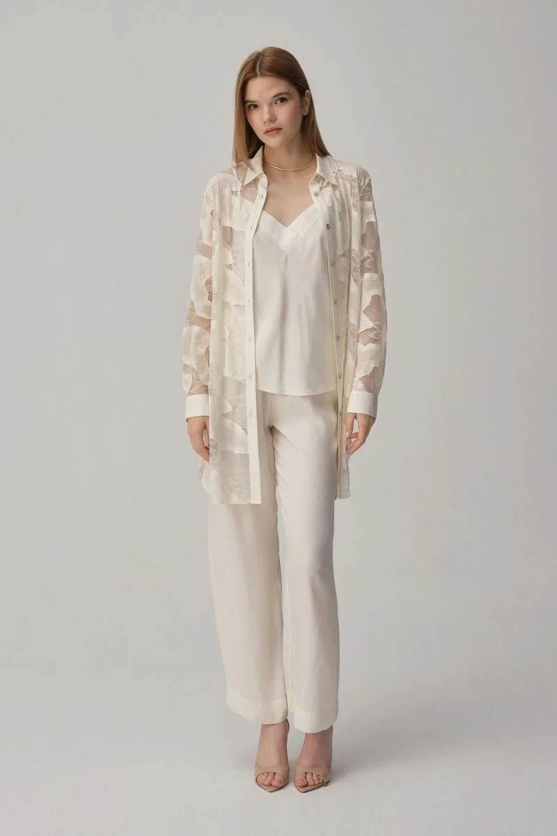 ANNA - Kimonolu Kadın Pijama Takımı - Ivory