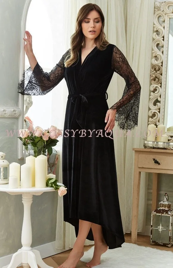 Cossy By Aqua AQUA 19141 KADİFE SABAHLIK Gecelik & Sabahlık Toptan
