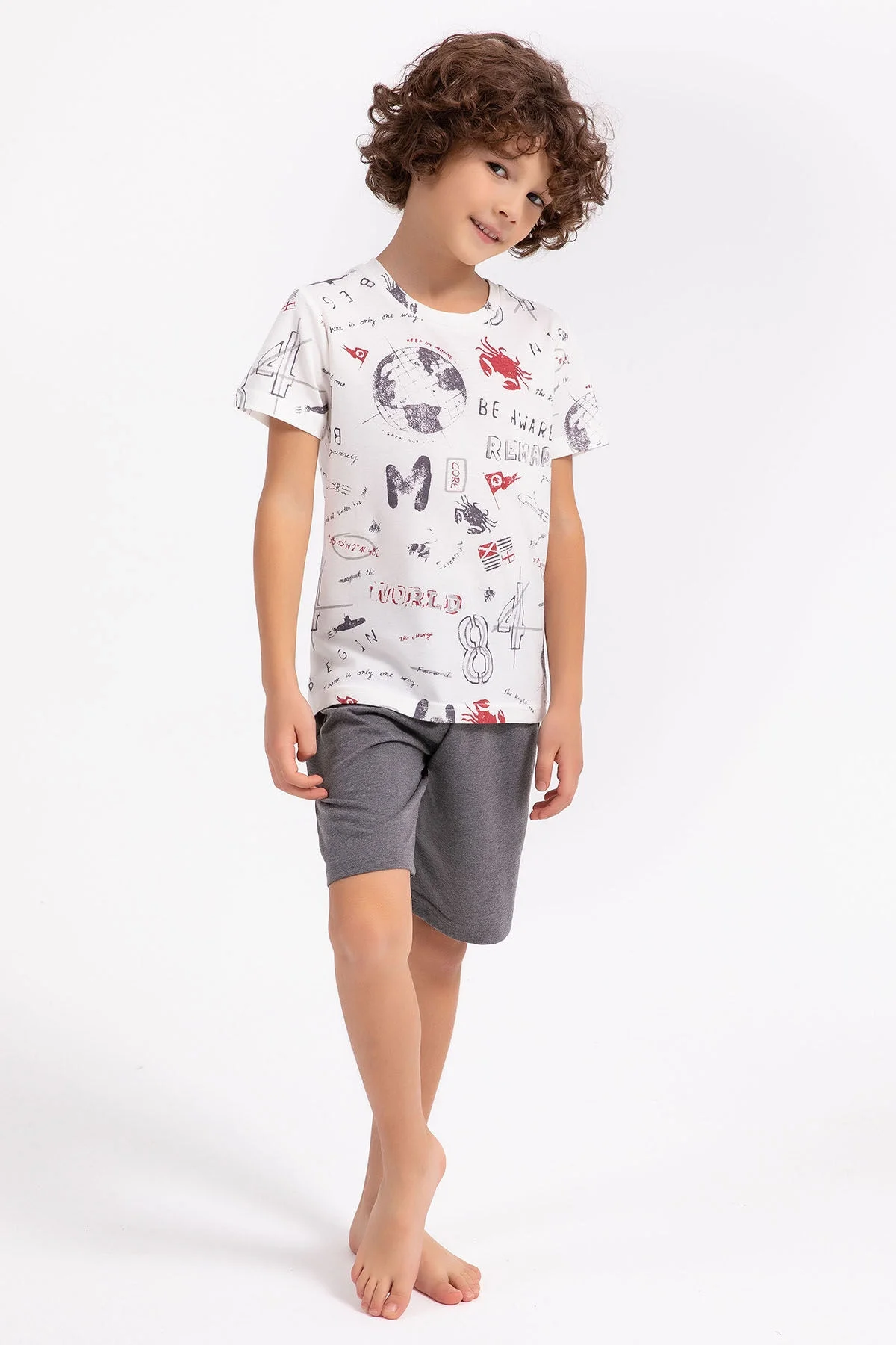 Arnetta Arnetta Erkek Çocuk Beyaz Bermuda Takım Bermuda Takım Toptan