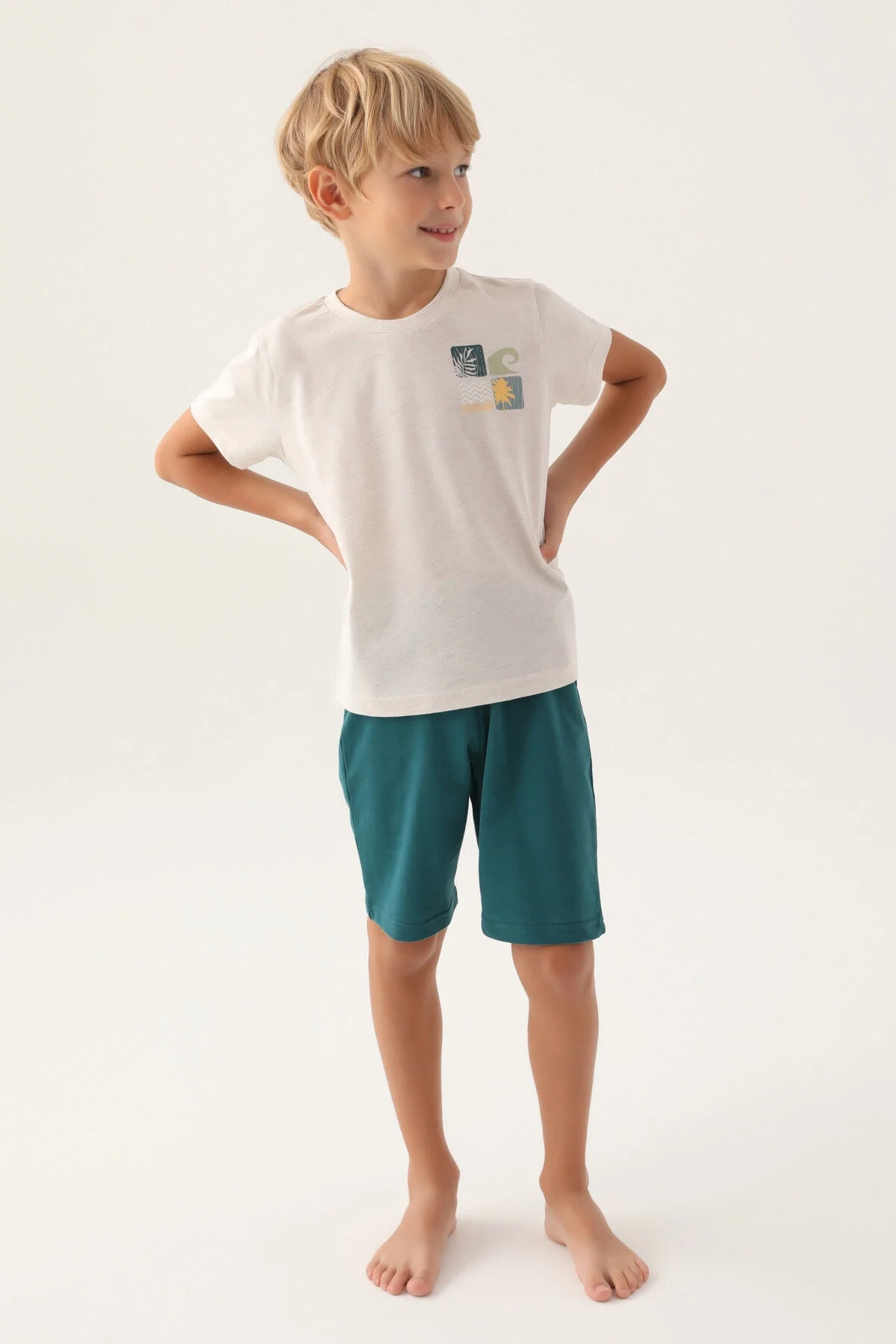 Arnetta Arnetta Erkek Çocuk Beyaz Bermuda Takım Bermuda Takım Toptan