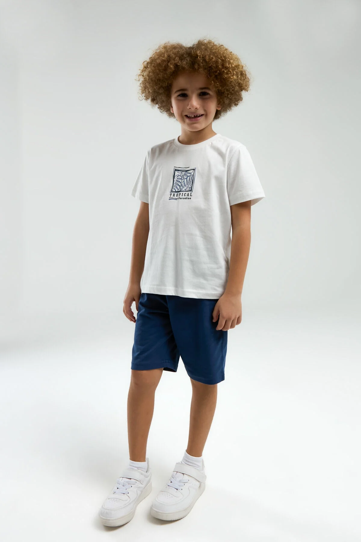 Arnetta Arnetta Erkek Çocuk Beyaz Bermuda Takım Bermuda Takım Toptan