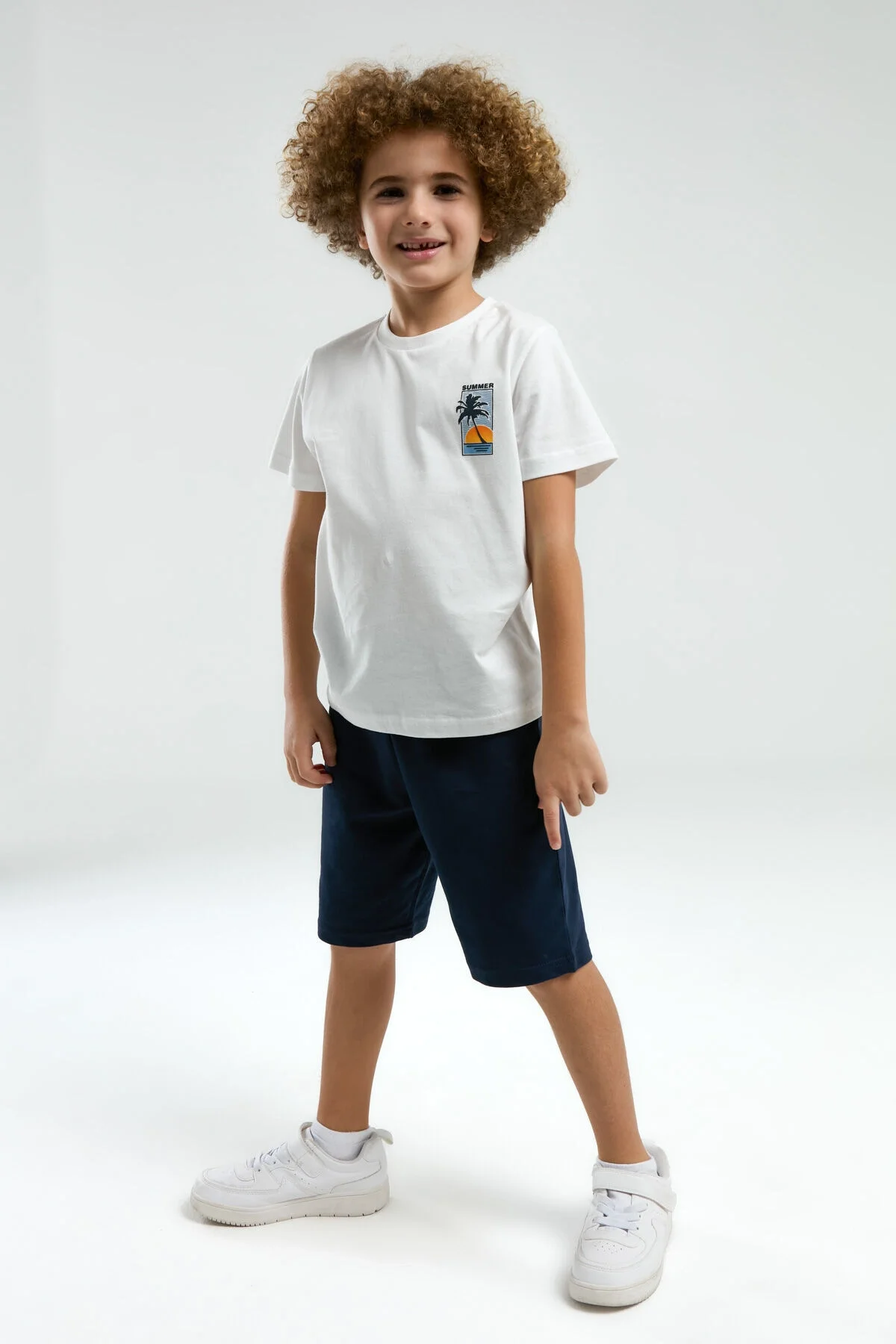 Arnetta Arnetta Erkek Çocuk Beyaz Bermuda Takım Bermuda Takım Toptan