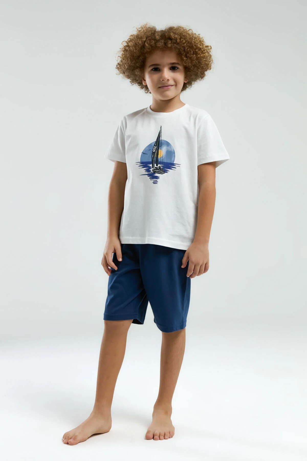 Arnetta Arnetta Erkek Çocuk Beyaz Bermuda Takım Bermuda Takım Toptan