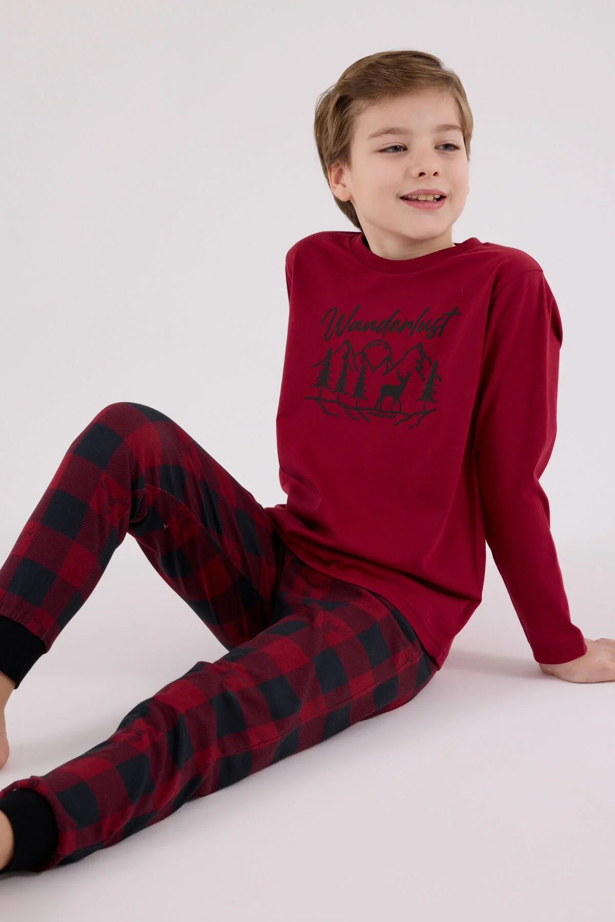 Arnetta Arnetta Erkek Çocuk Bordo Pijama Takımı Pijama Takımı Toptan