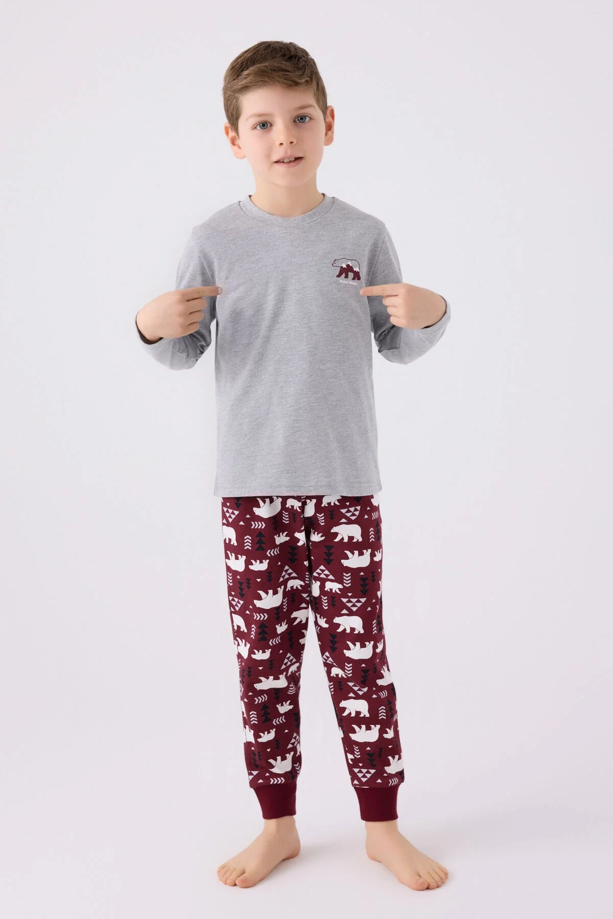 Arnetta Arnetta Erkek Çocuk Gri Pijama Takımı Pijama Takımı Toptan