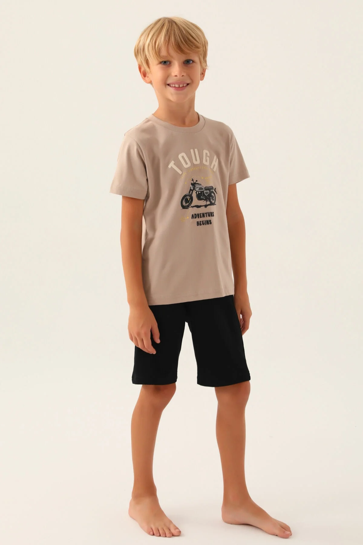 Arnetta Arnetta Erkek Çocuk Kahverengi Bermuda Takım Bermuda Takım Toptan