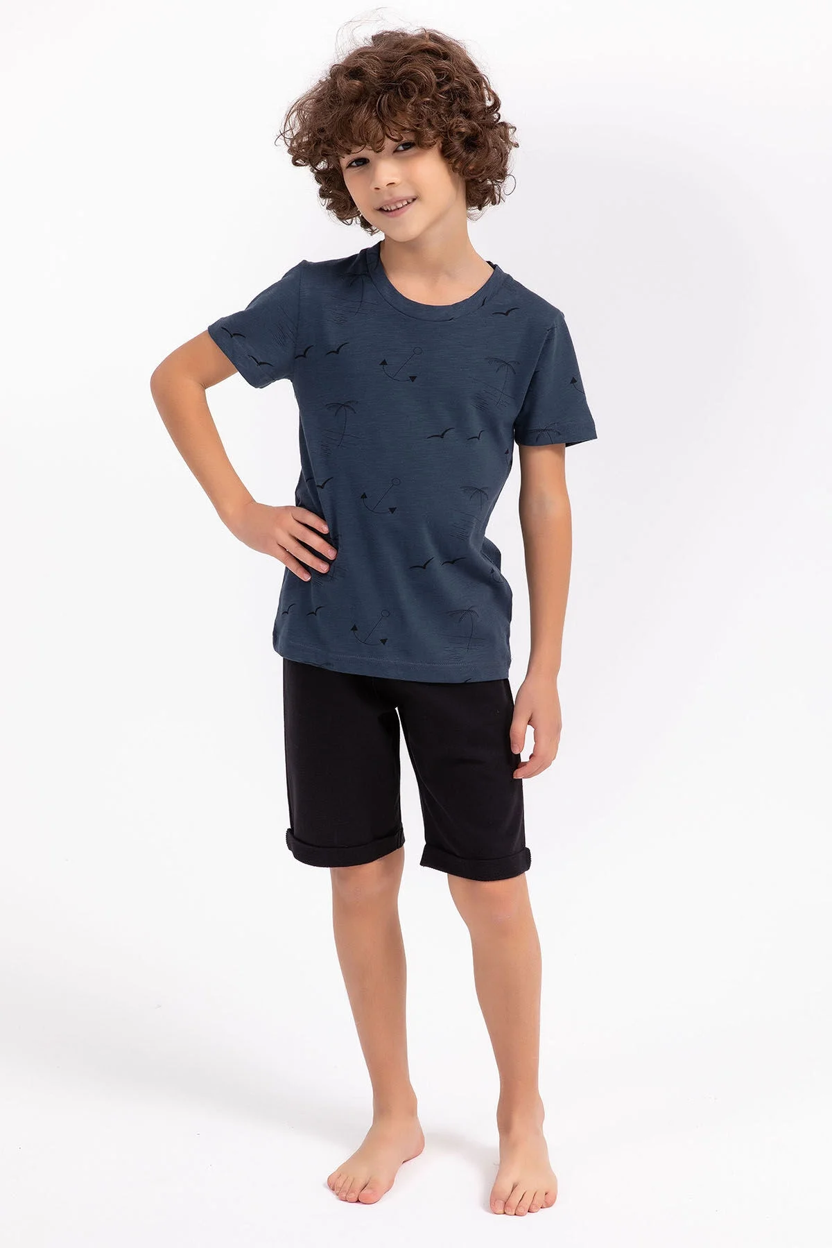 Arnetta Arnetta Erkek Çocuk Lacivert Bermuda Takım Bermuda Takım Toptan