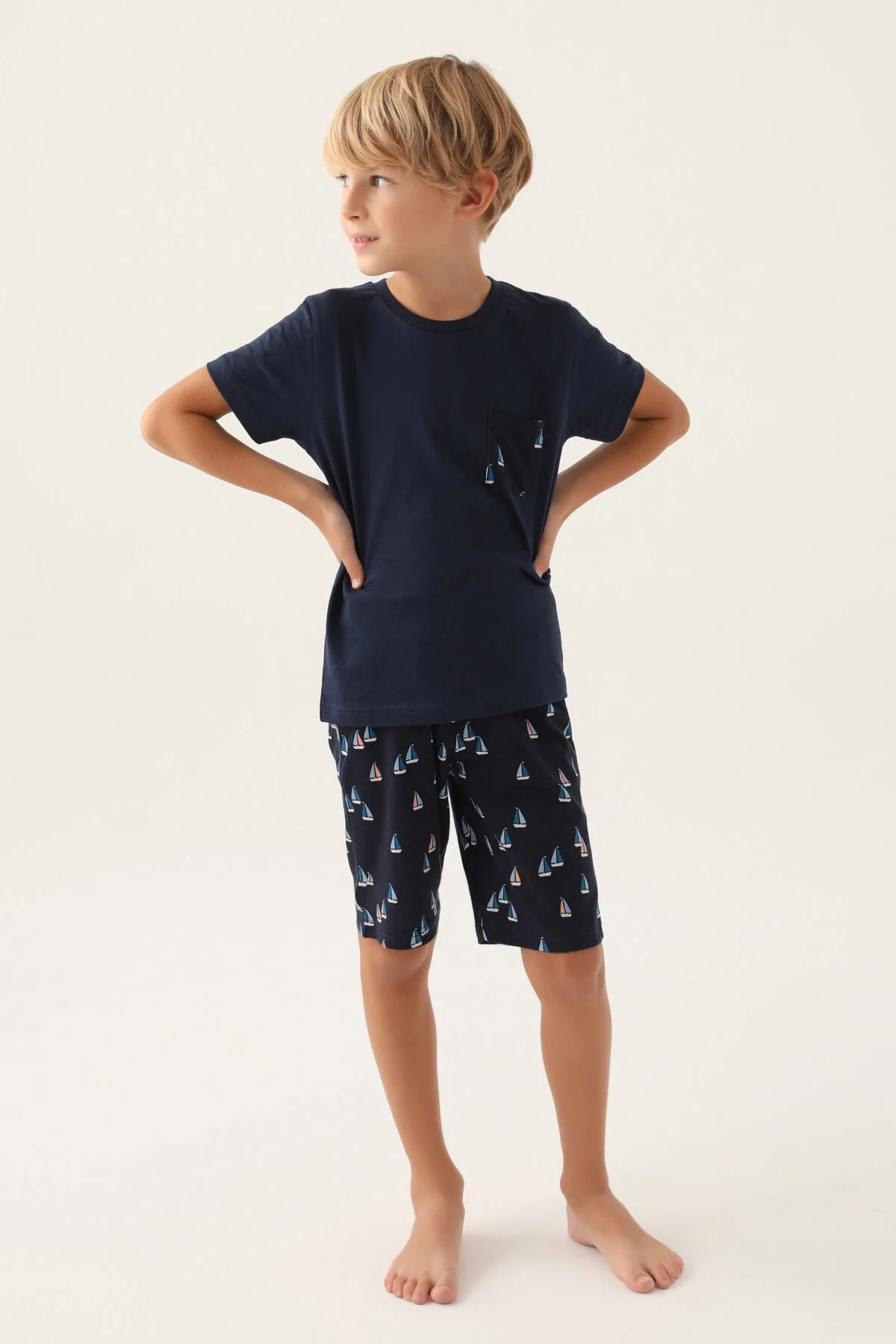 Arnetta Arnetta Erkek Çocuk Lacivert Bermuda Takım Bermuda Takım Toptan