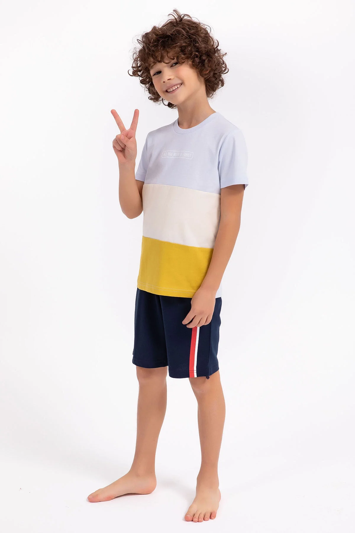 Arnetta Arnetta Erkek Çocuk Mavi Bermuda Takım Bermuda Takım Toptan