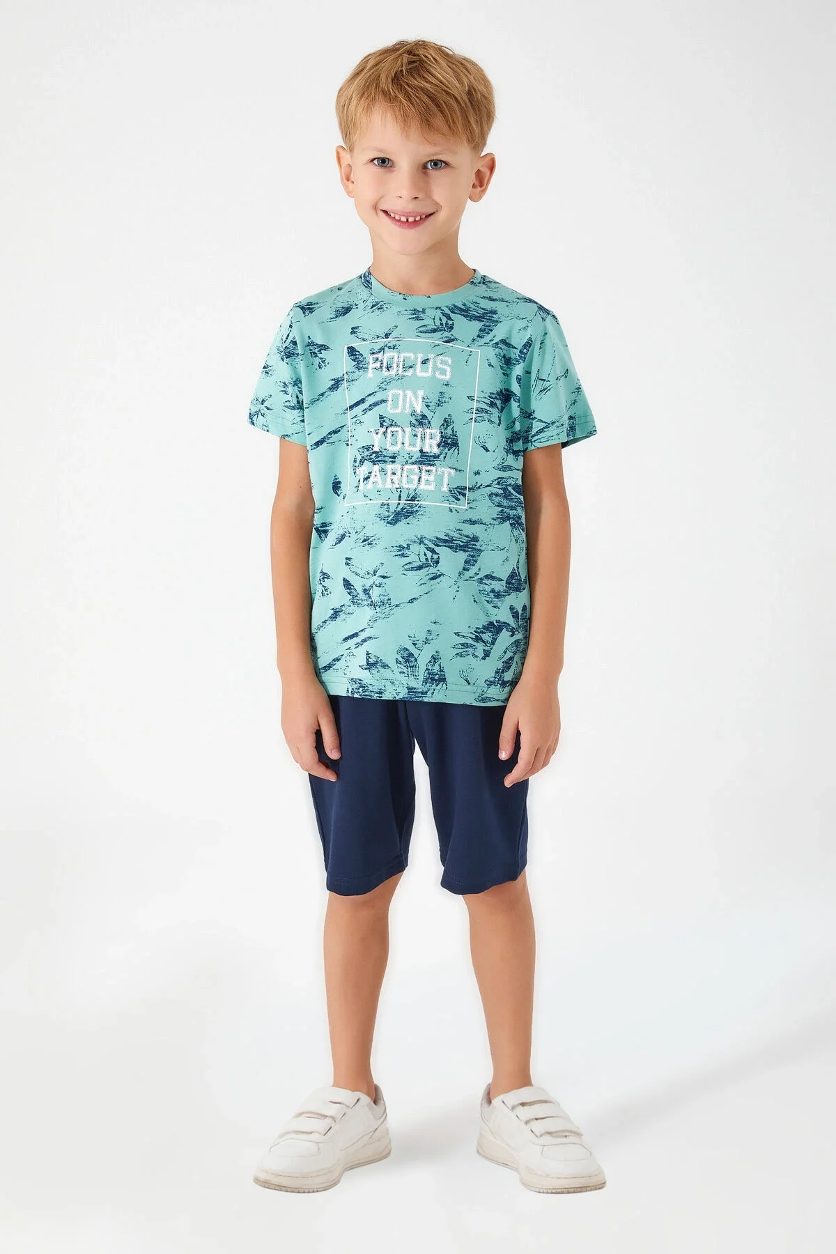 Arnetta Arnetta Erkek Çocuk Mavi Bermuda Takım Bermuda Takım Toptan