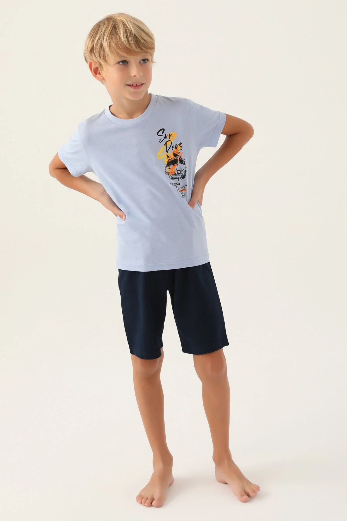 Arnetta Arnetta Erkek Çocuk Mavi Bermuda Takım Bermuda Takım Toptan