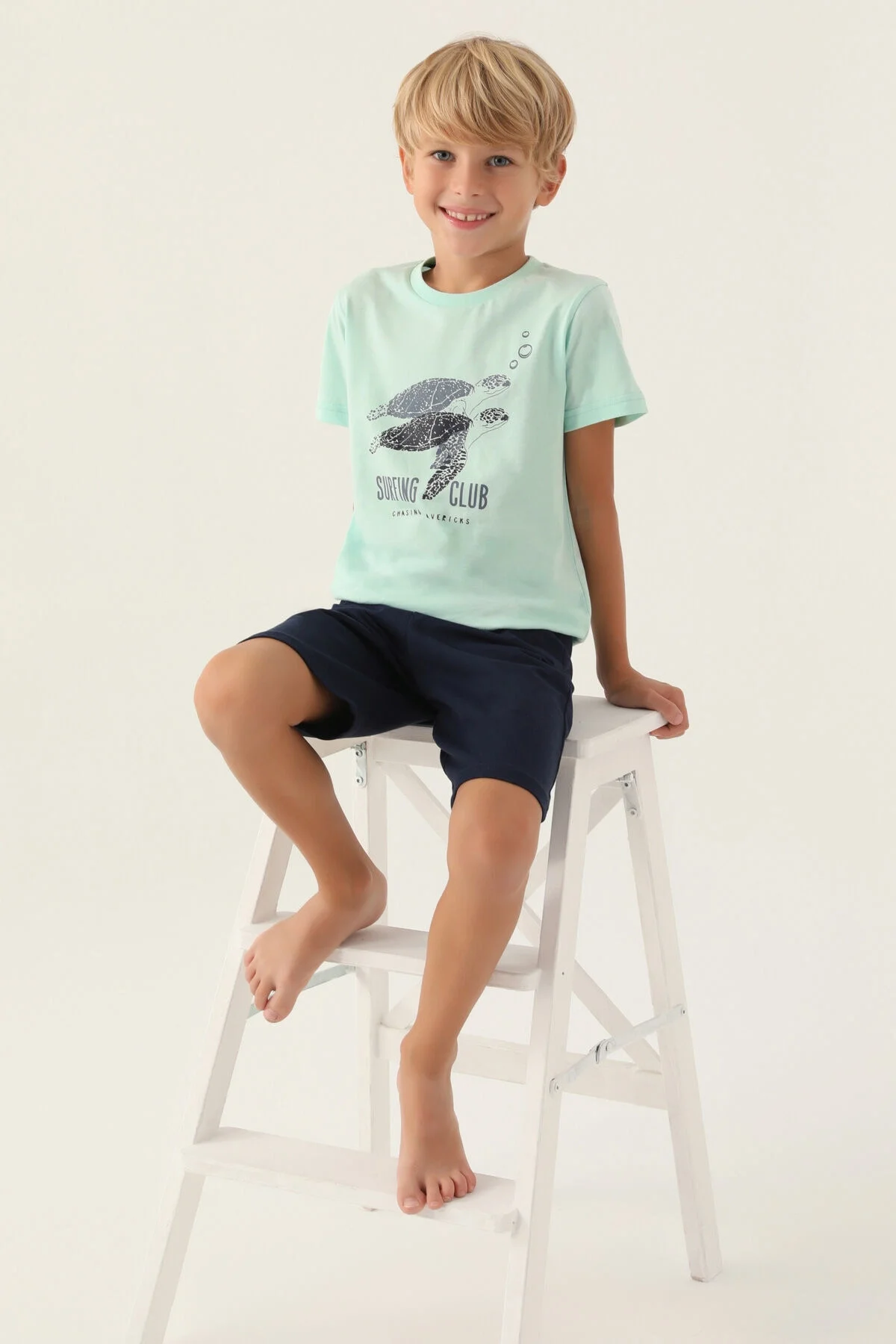 Arnetta Arnetta Erkek Çocuk Mavi Bermuda Takım Bermuda Takım Toptan