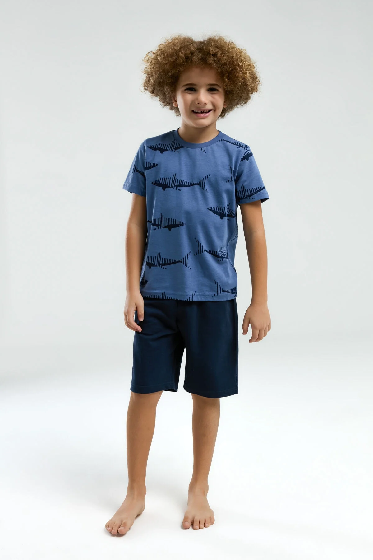 Arnetta Arnetta Erkek Çocuk Mavi Bermuda Takım Bermuda Takım Toptan