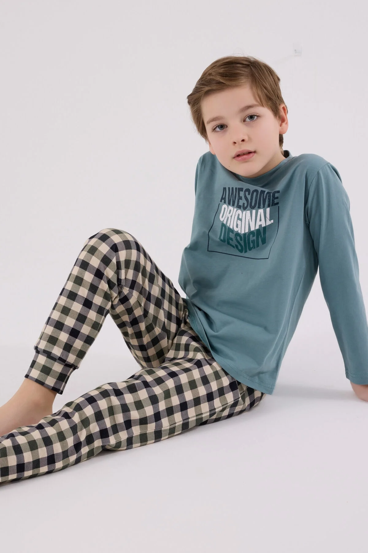 Arnetta Arnetta Erkek Çocuk Yeşil Pijama Takımı Pijama Takımı Toptan