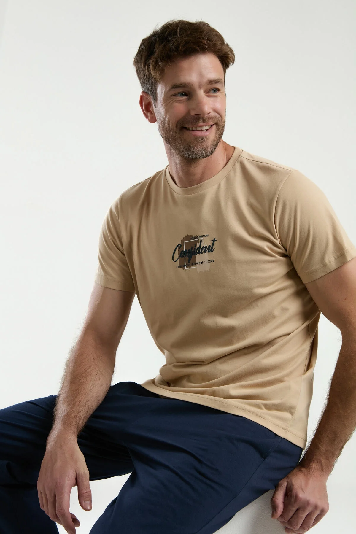 Arnetta Arnetta Erkek Krem Pijama Takımı Pijama Takımı Toptan