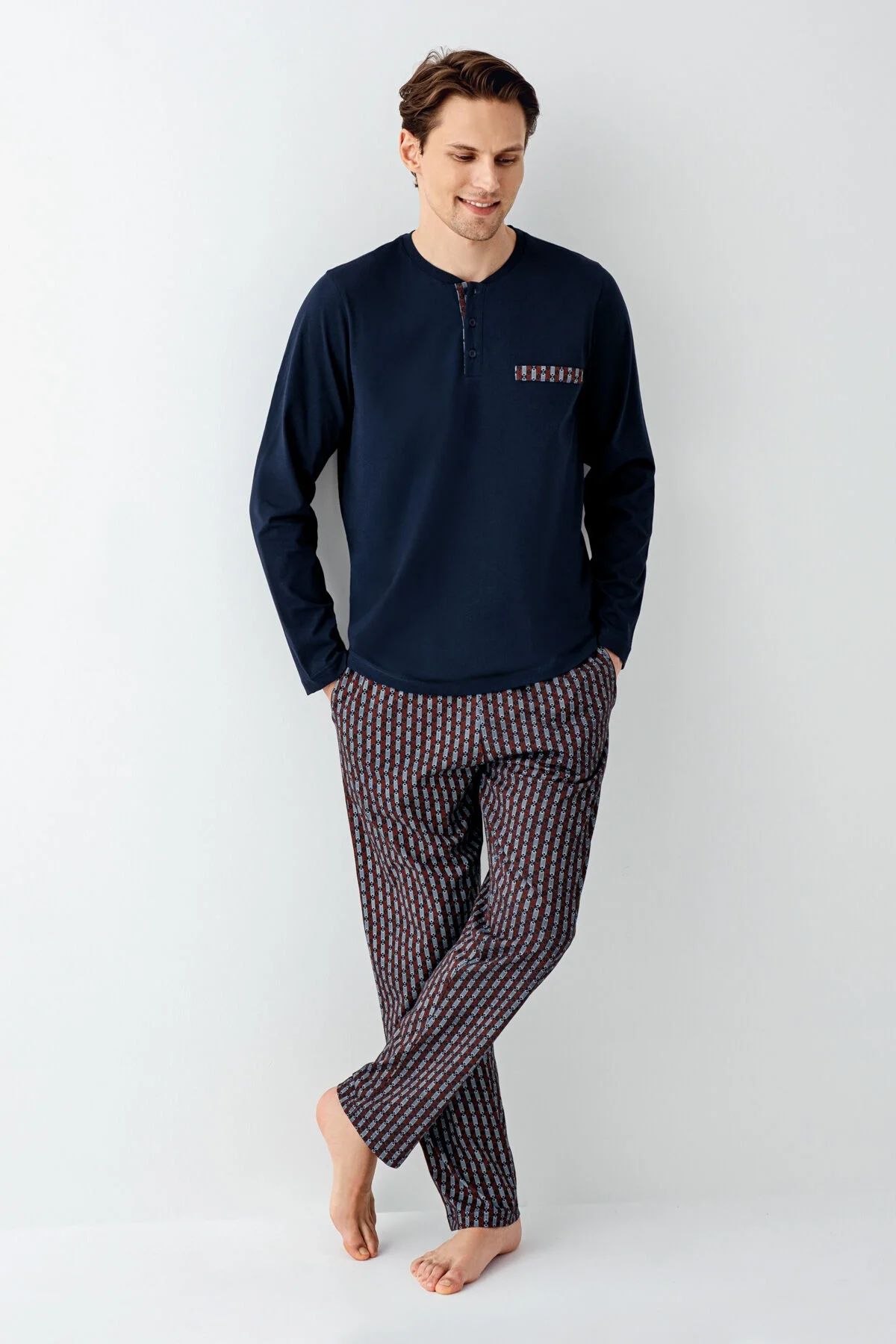 Arnetta Arnetta Erkek Lacivert Pijama Takımı Pijama Takımı Toptan