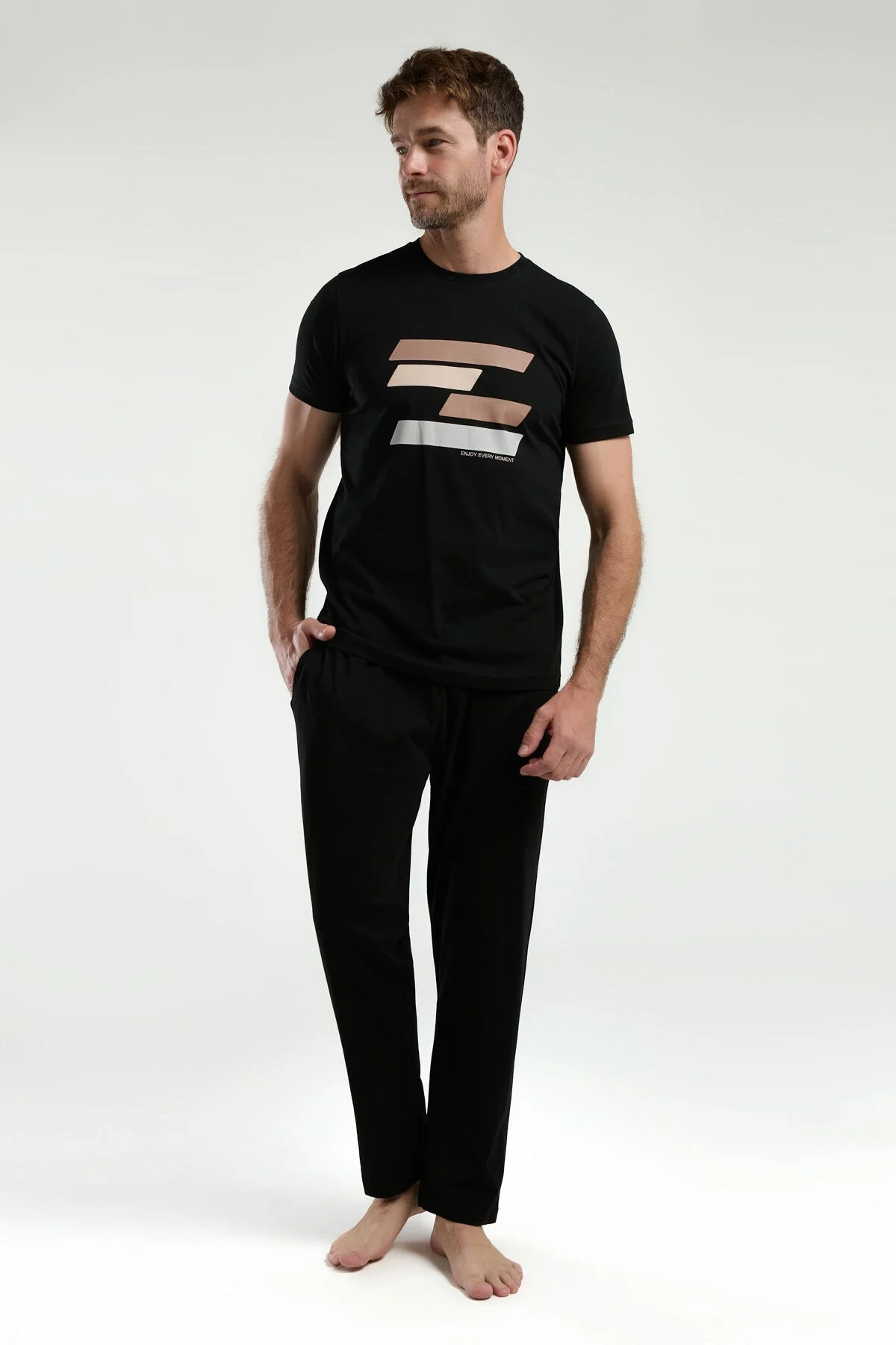 Arnetta Arnetta Erkek Siyah Pijama Takımı Pijama Takımı Toptan