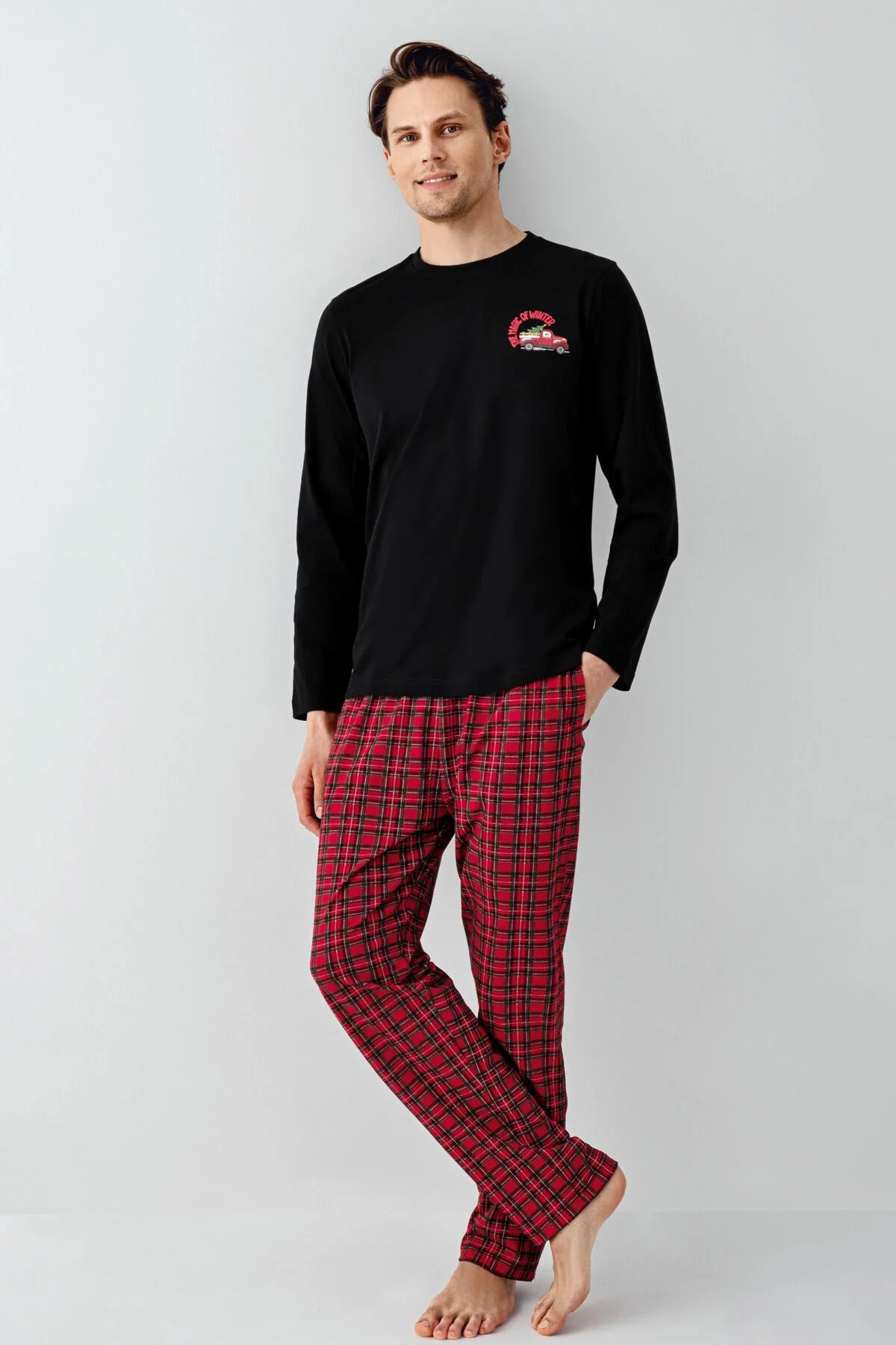 Arnetta Arnetta Erkek Siyah Pijama Takımı Pijama Takımı Toptan