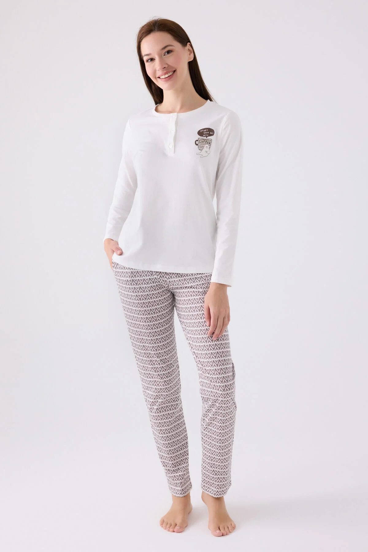 Arnetta Arnetta Kadın Beyaz Pijama Takımı Pijama Takımları Toptan