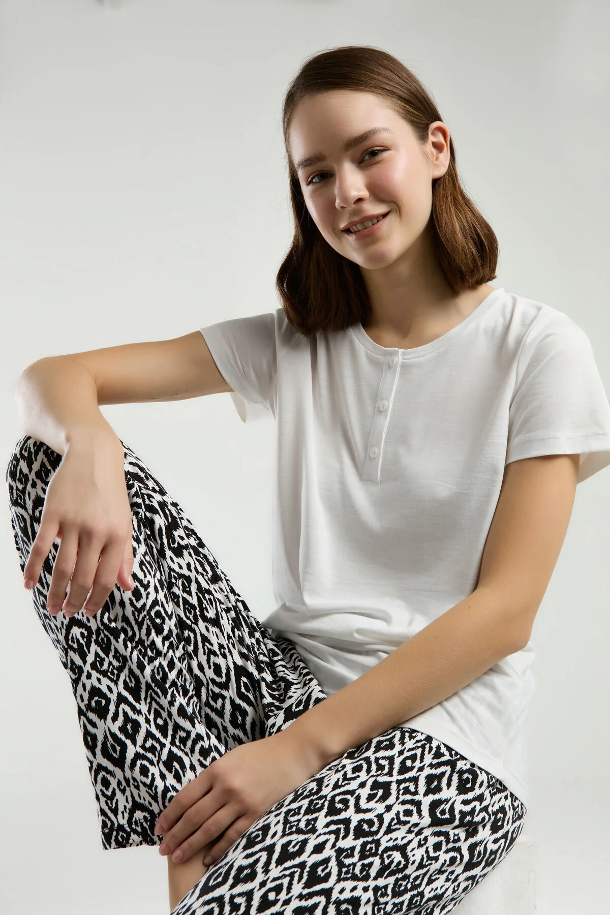 Arnetta Arnetta Kadın Beyaz Pijama Takımı Pijama Takımları Toptan