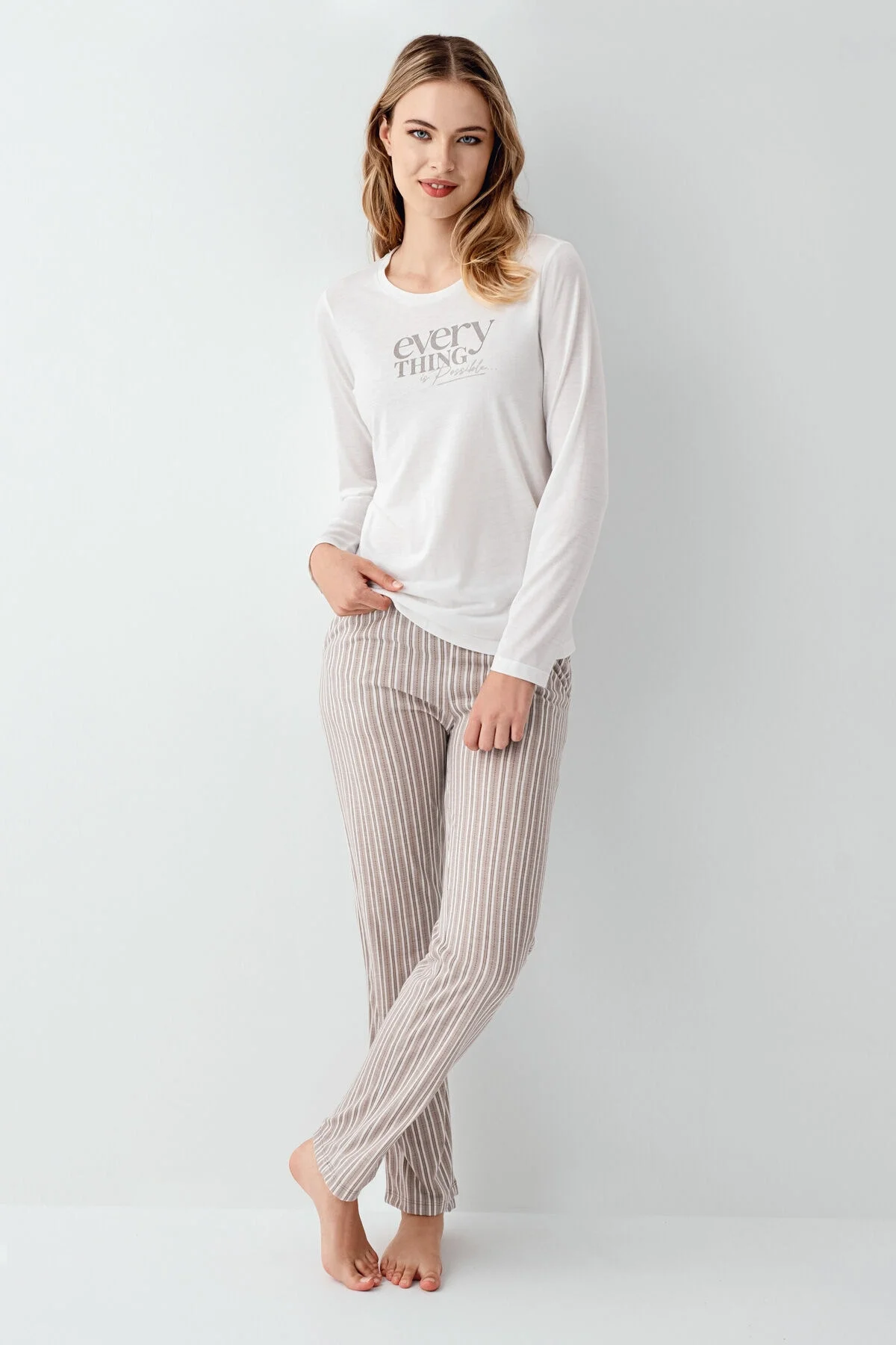 Arnetta Arnetta Kadın Beyaz Pijama Takımı Pijama Takımları Toptan