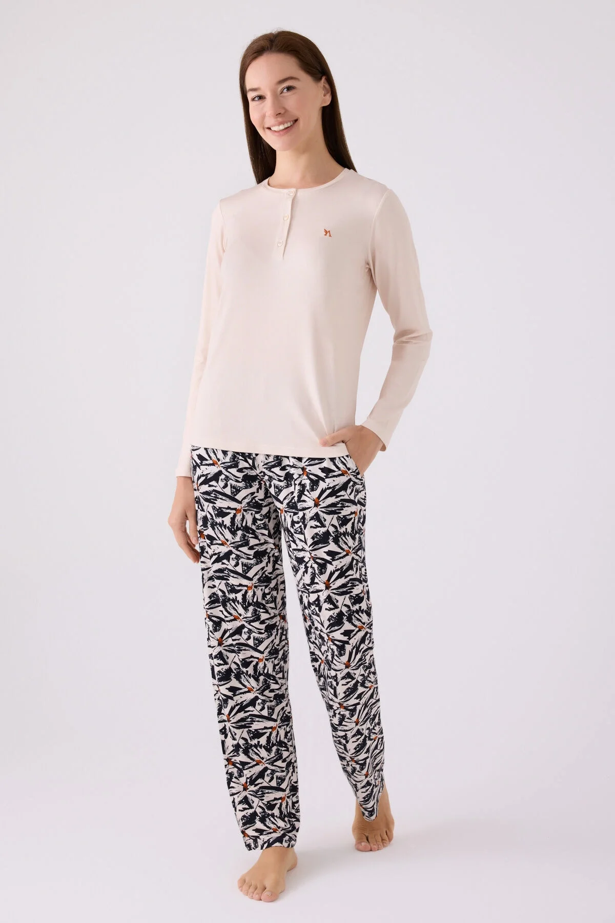 Arnetta Arnetta Kadın Krem Pijama Takımı Pijama Takımları Toptan