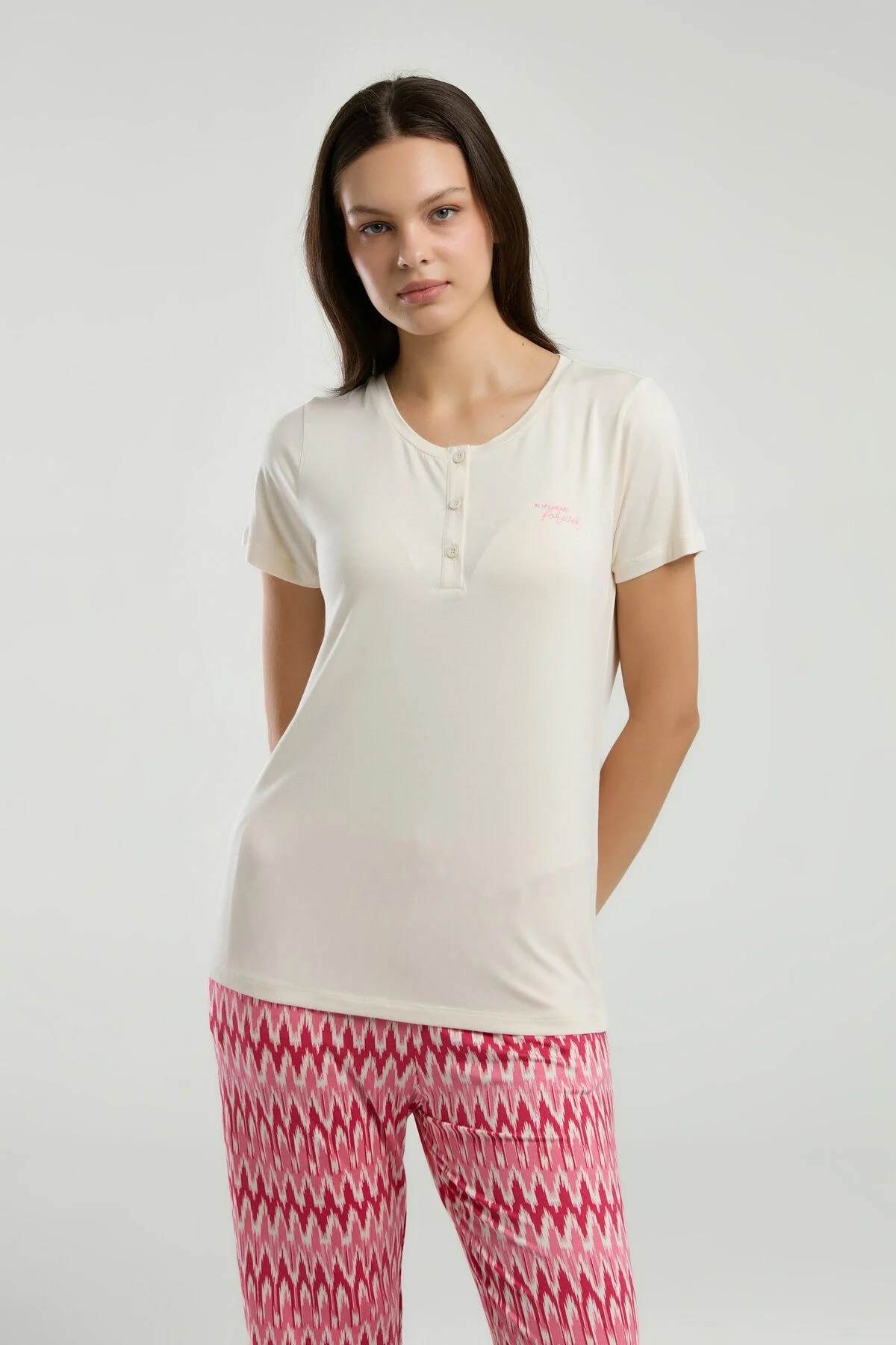 Arnetta Arnetta Kadın Krem Pijama Takımı Pijama Takımları Toptan