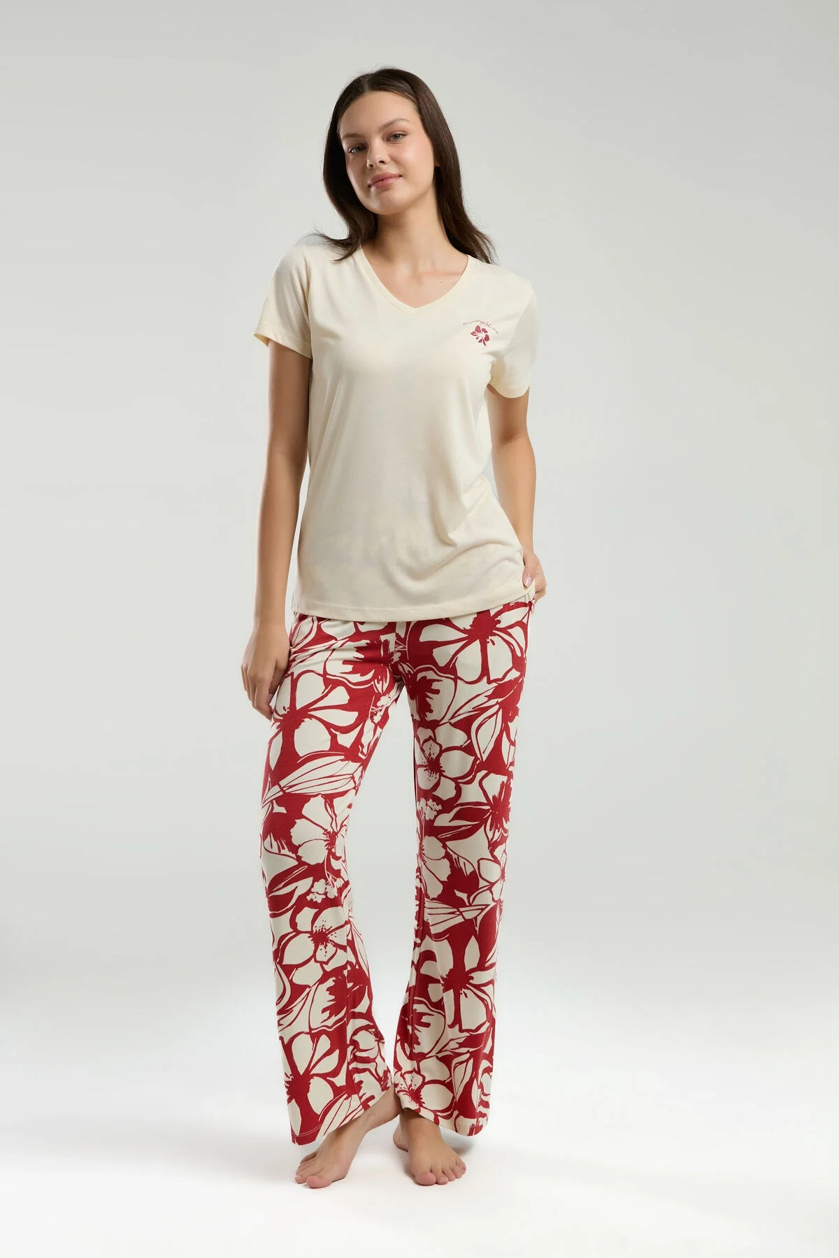 Arnetta Arnetta Kadın Krem Pijama Takımı Pijama Takımları Toptan