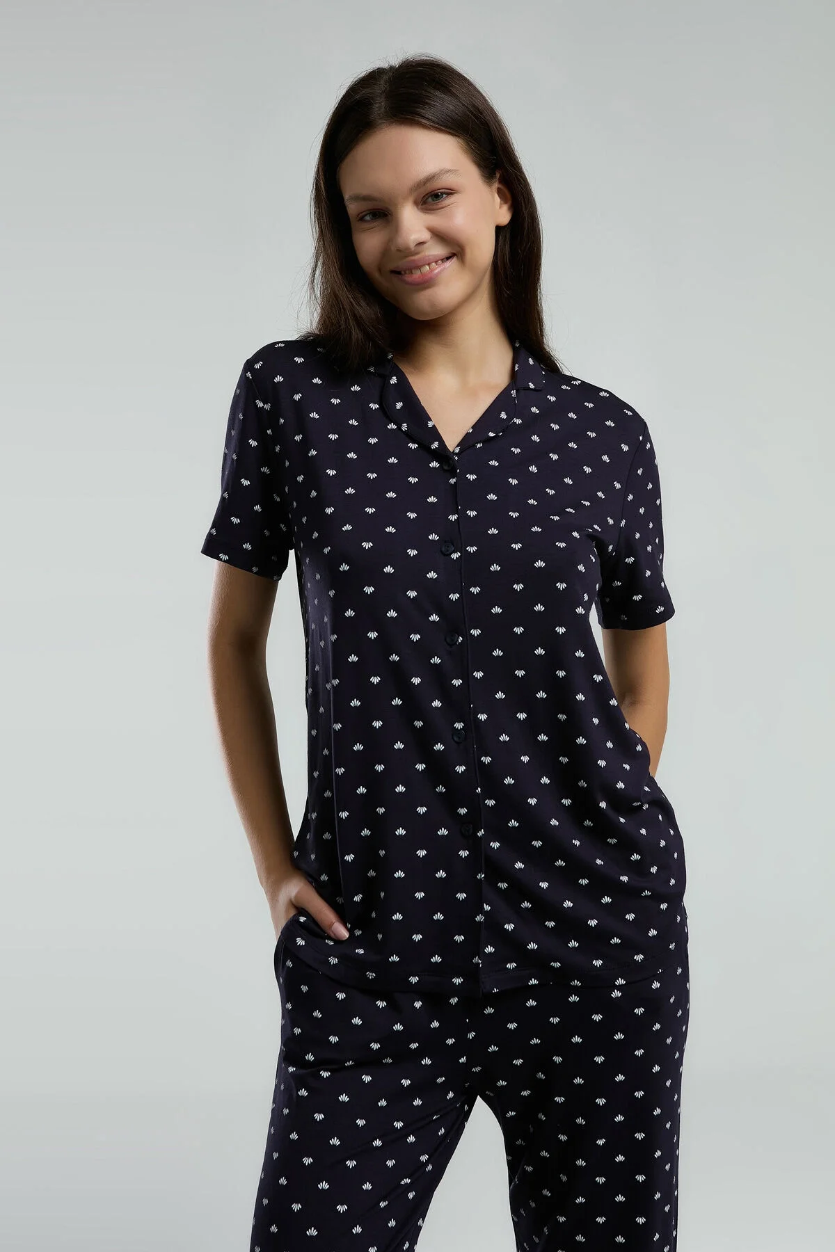 Arnetta Arnetta Kadın Lacivert Gömlek Pijama Pijama Takımları Toptan