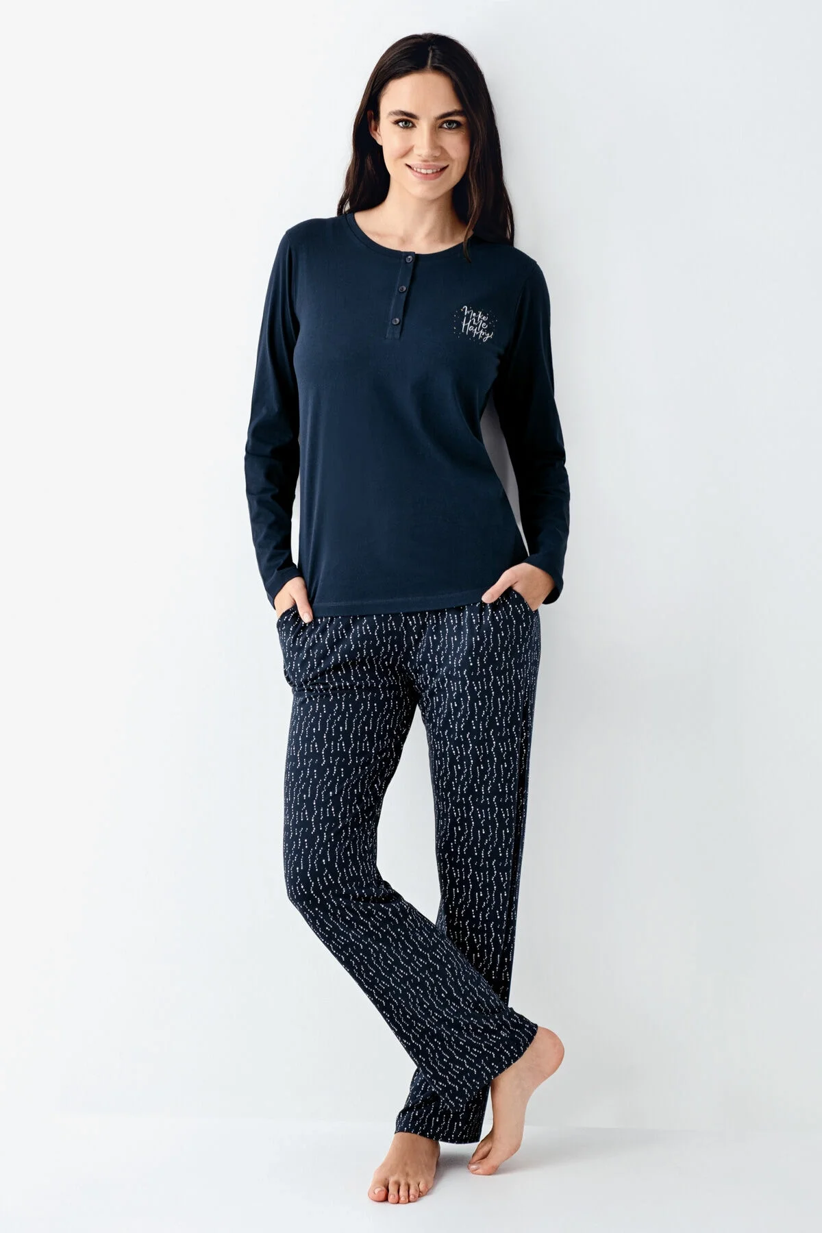 Arnetta Arnetta Kadın Lacivert Pijama Takımı Pijama Takımları Toptan