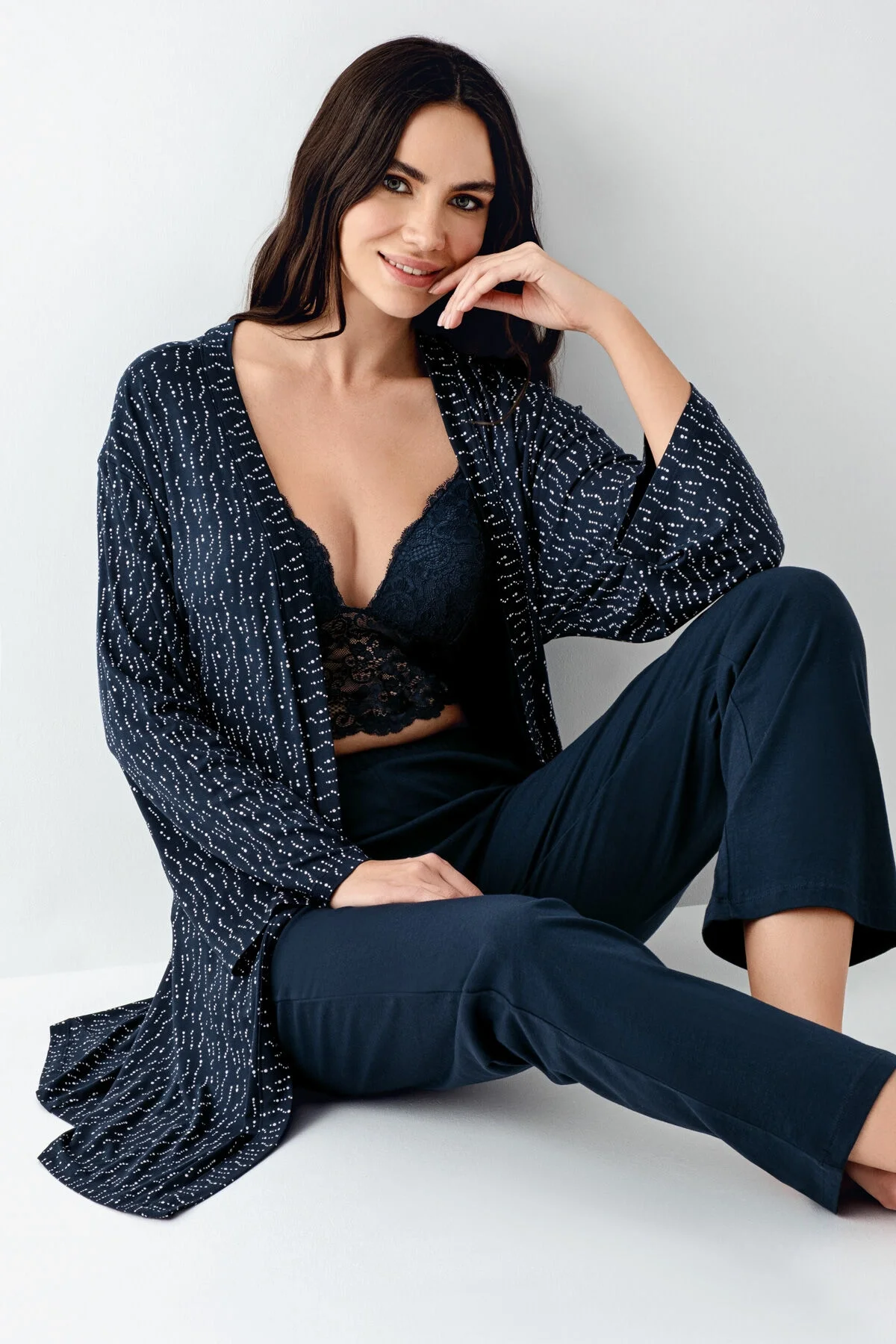 Arnetta Arnetta Kadın Lacivert Sabahlık Gecelik & Sabahlık Toptan