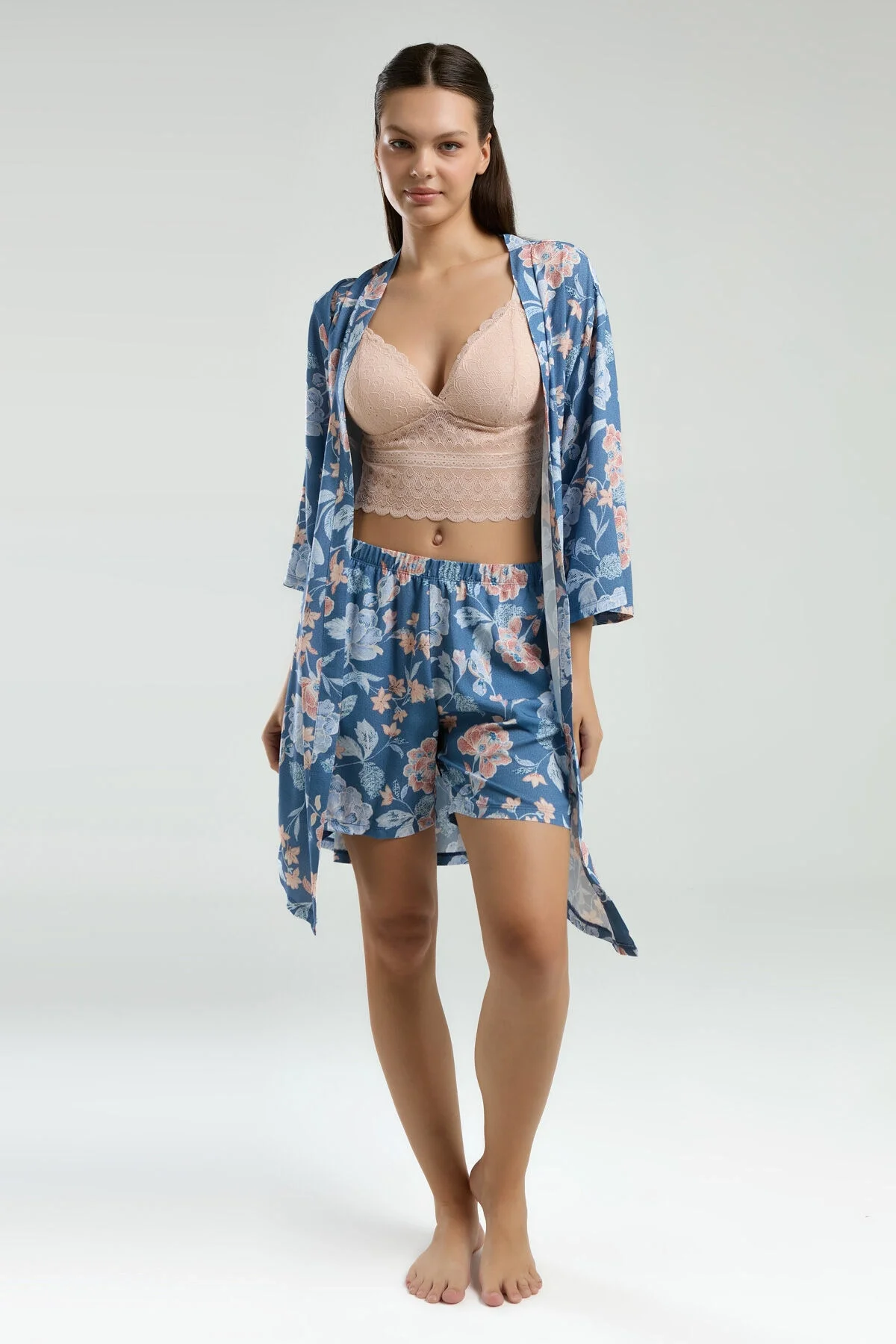 Arnetta Arnetta Kadın Mavi Sabahlık Takım Gecelik & Sabahlık Toptan