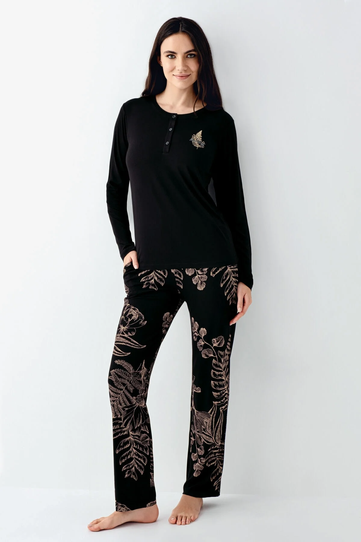 Arnetta Arnetta Kadın Siyah Pijama Takımı Pijama Takımları Toptan